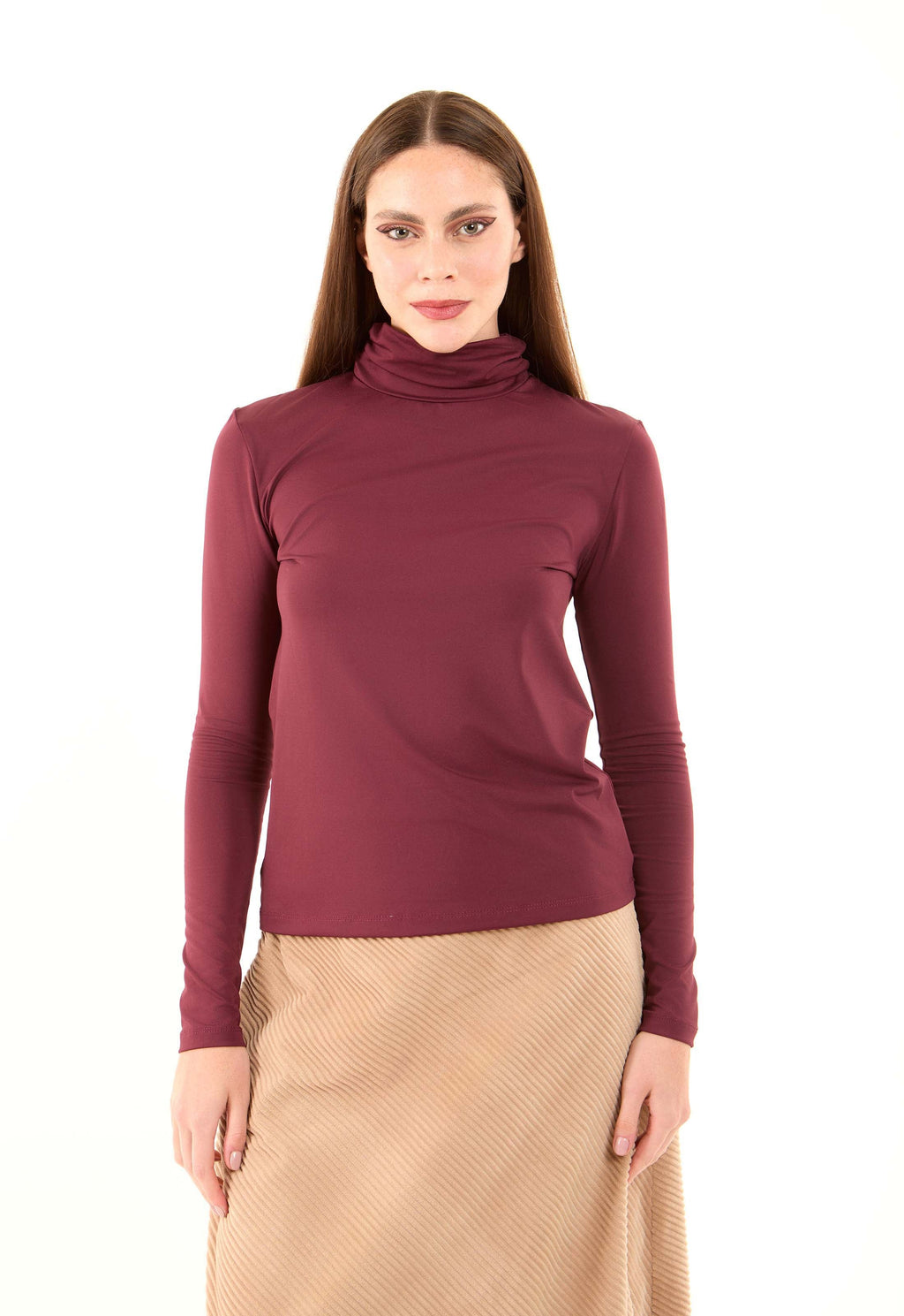 Basic High-Neck Long Sleeves Soft Top
