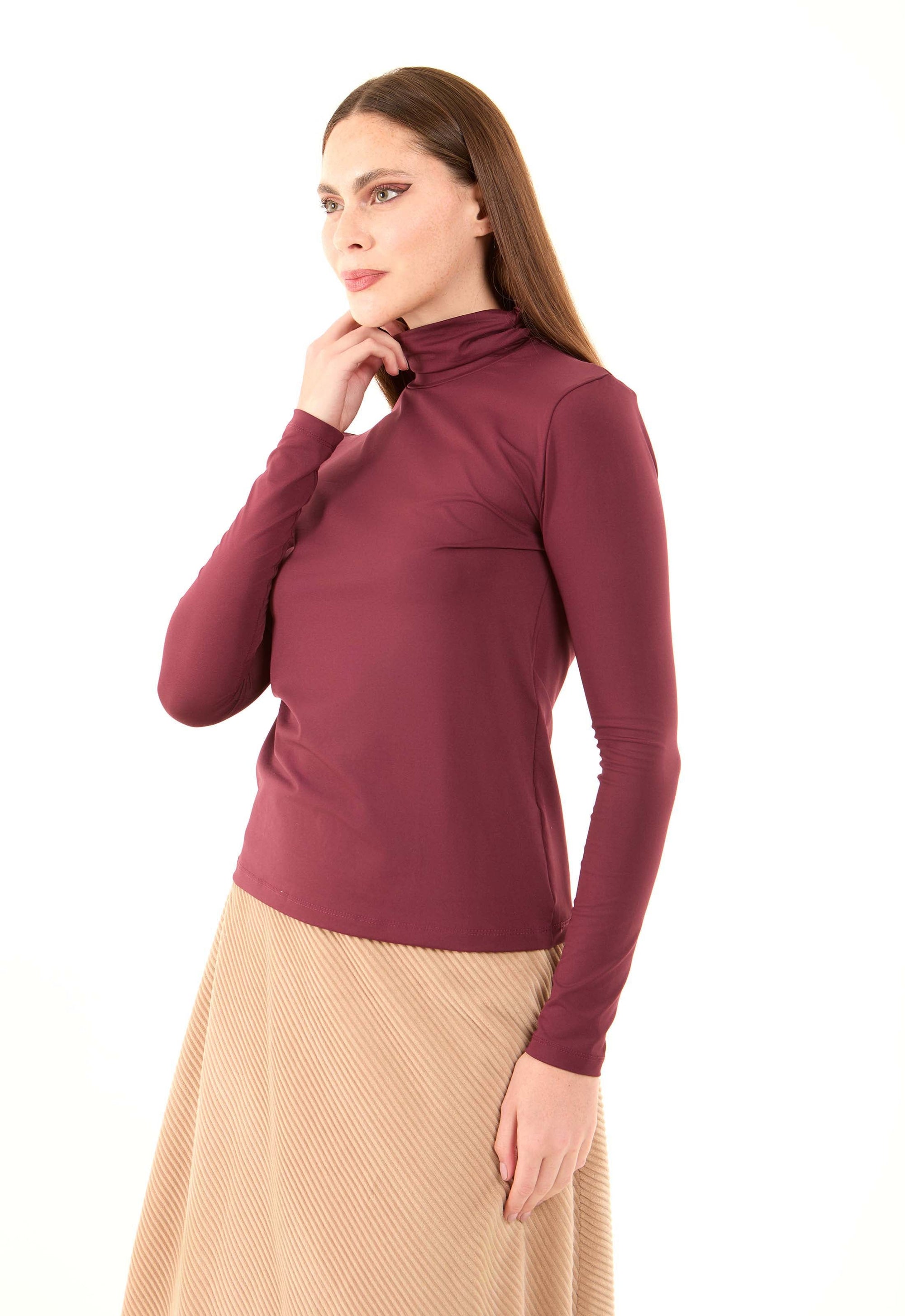 Basic High-Neck Long Sleeves Soft Top