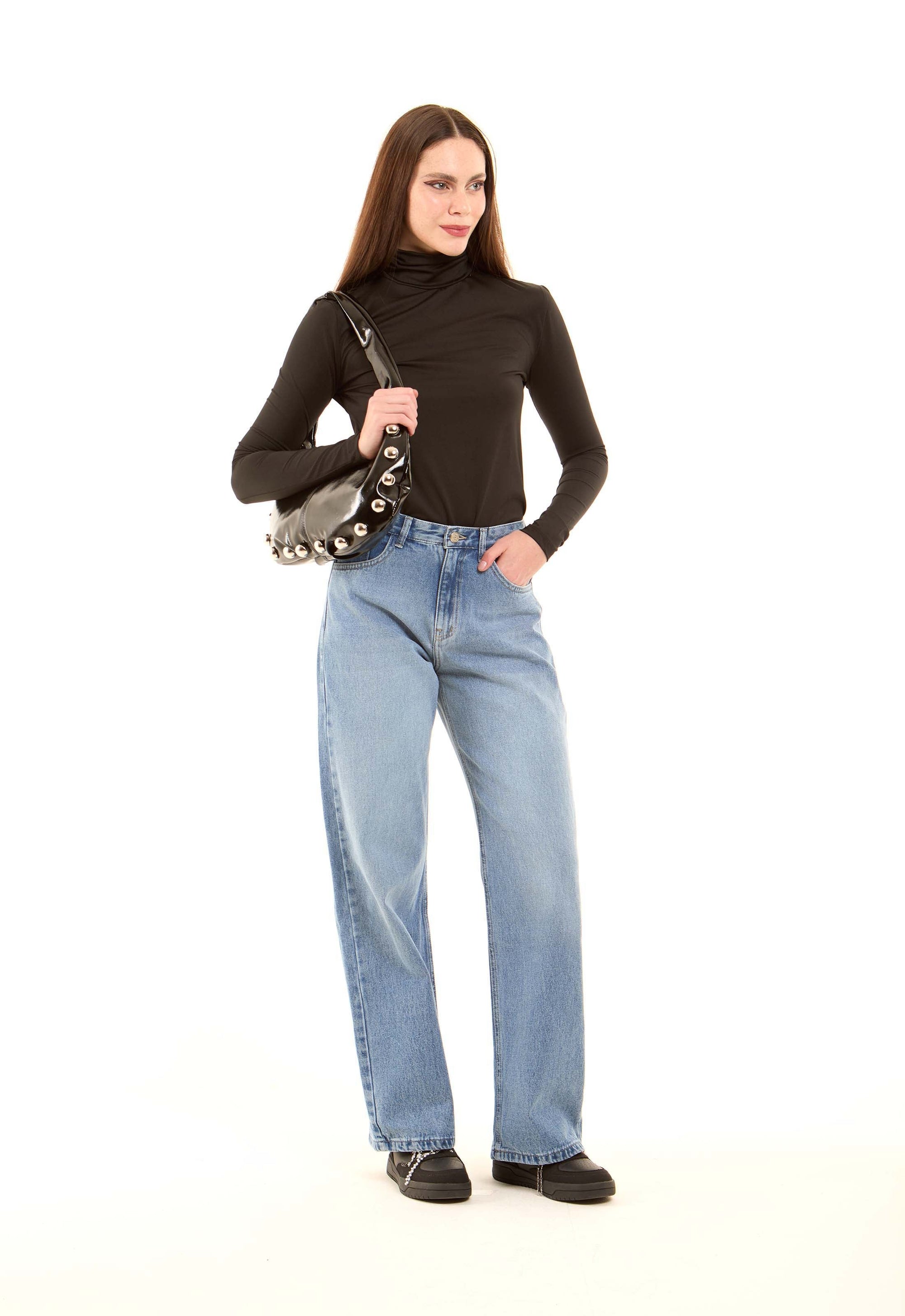 Basic High-Neck Long Sleeves Soft Top