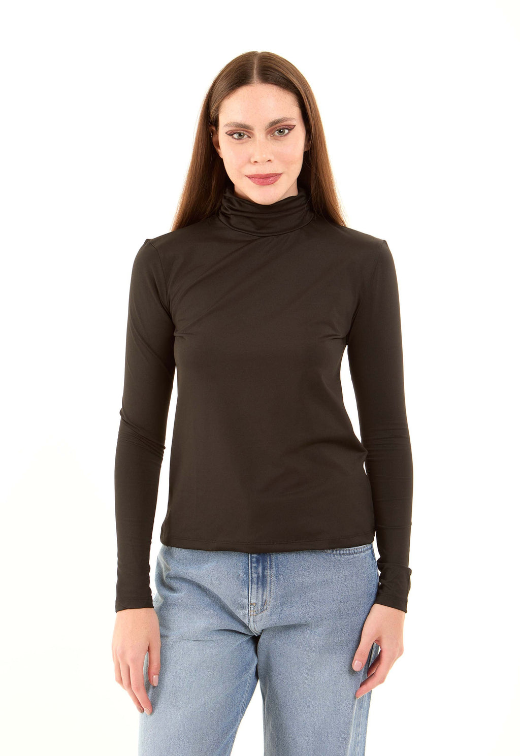 Basic High-Neck Long Sleeves Soft Top