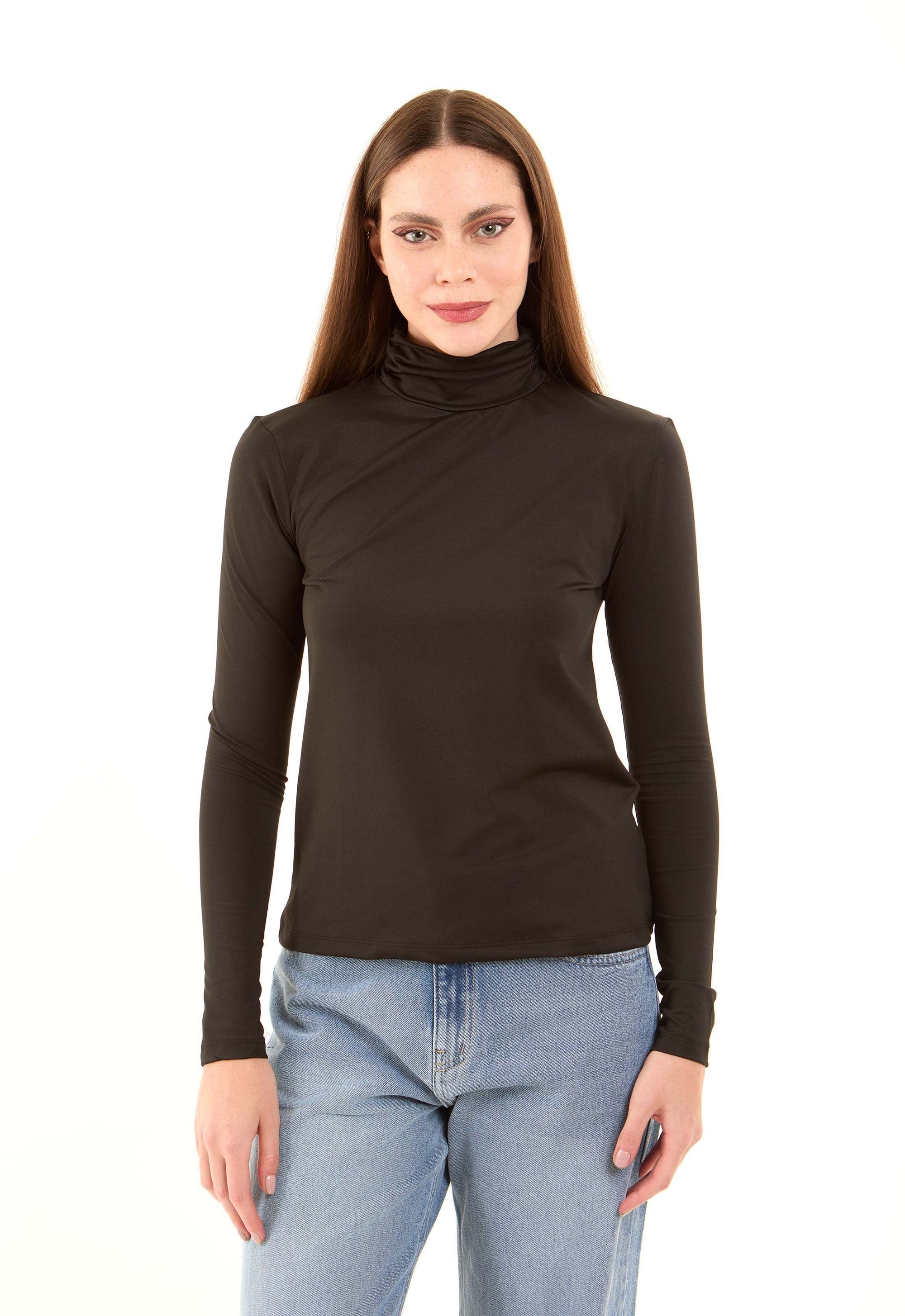 Basic High-Neck Long Sleeves Soft Top