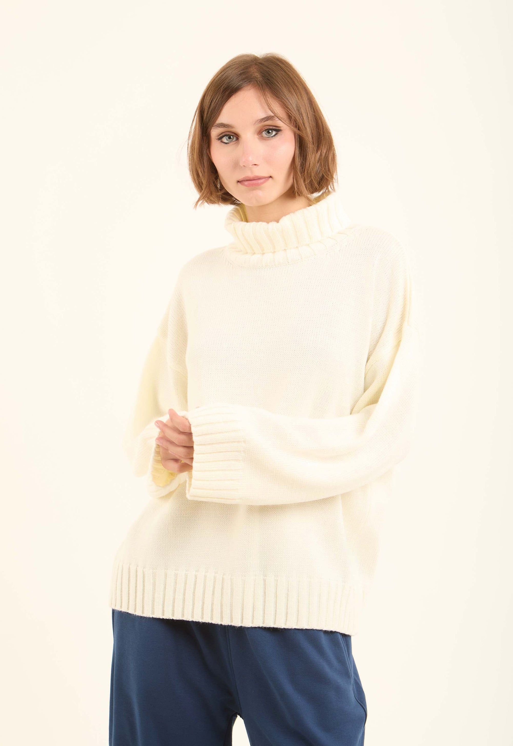 Ribbed Turtle Neck Basic Long Pullover