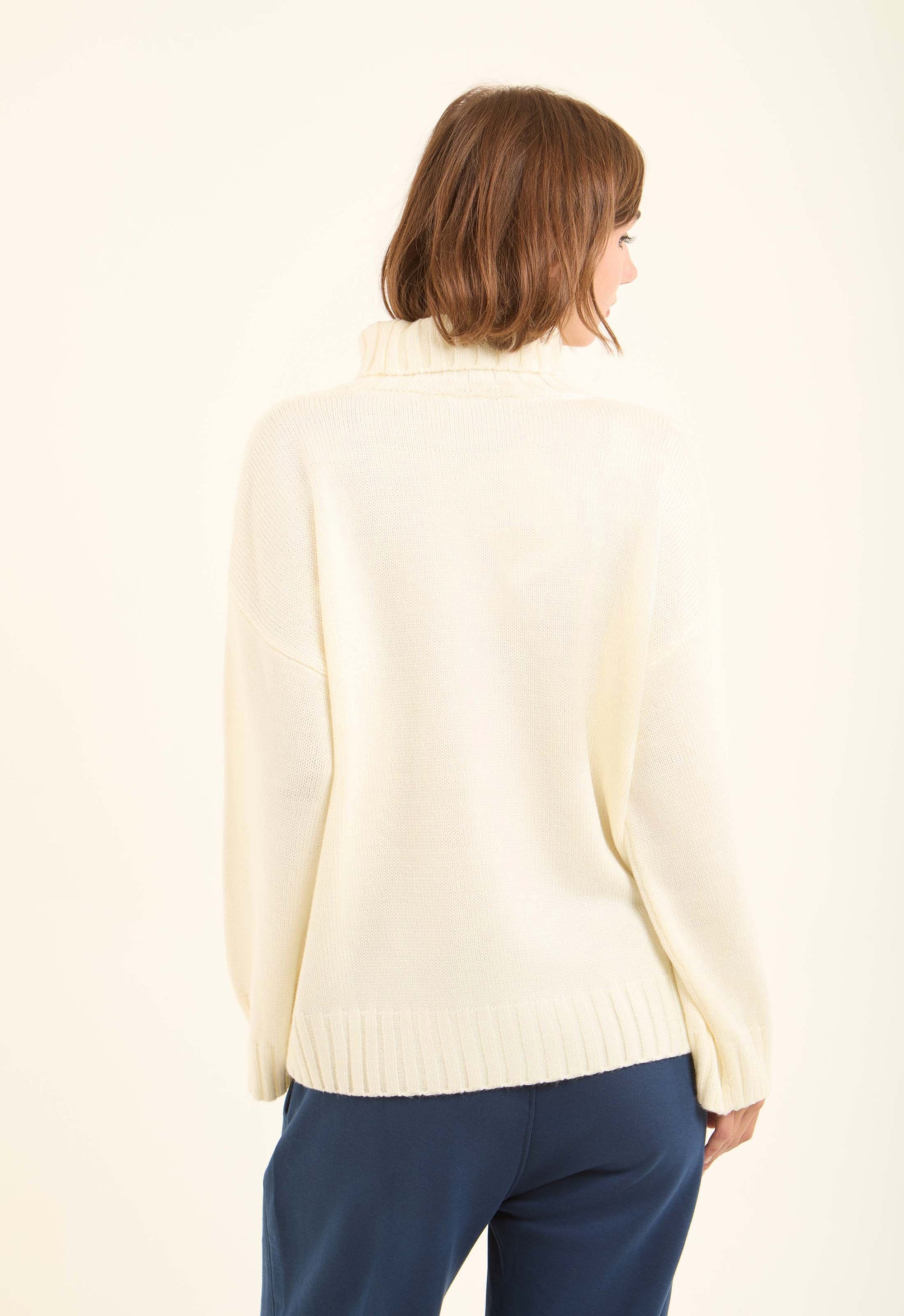 Ribbed Turtle Neck Basic Long Pullover