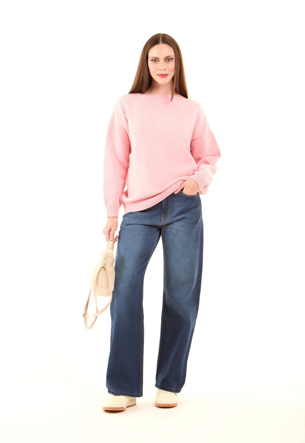 Boat Neck Solid Soft Basic Pullover