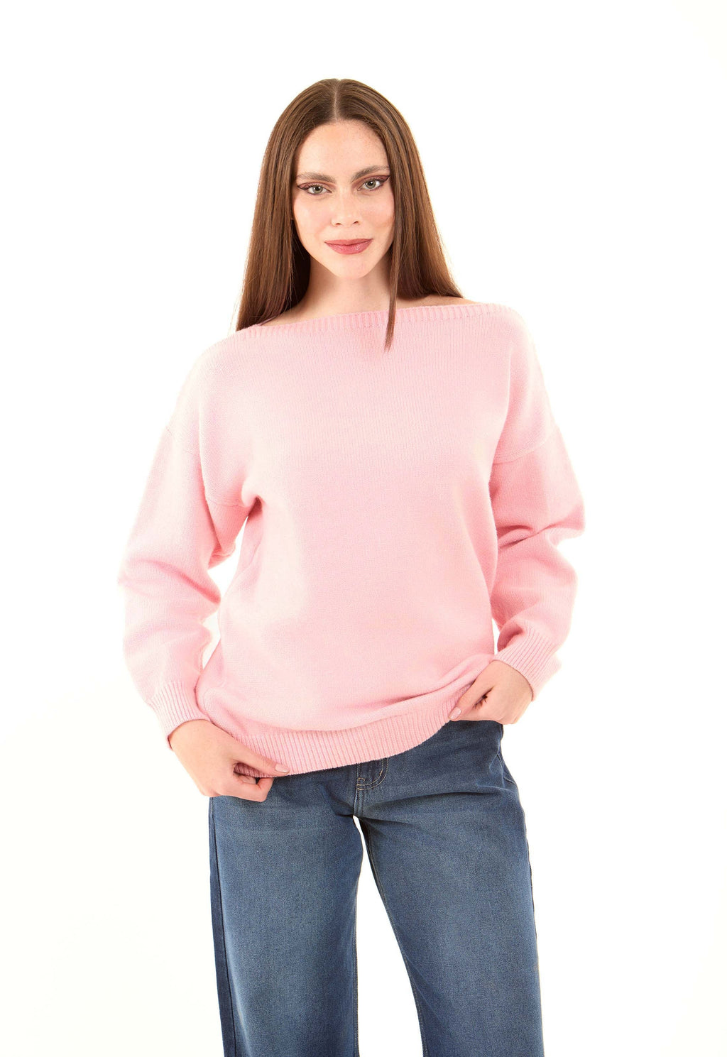 Boat Neck Solid Soft Basic Pullover