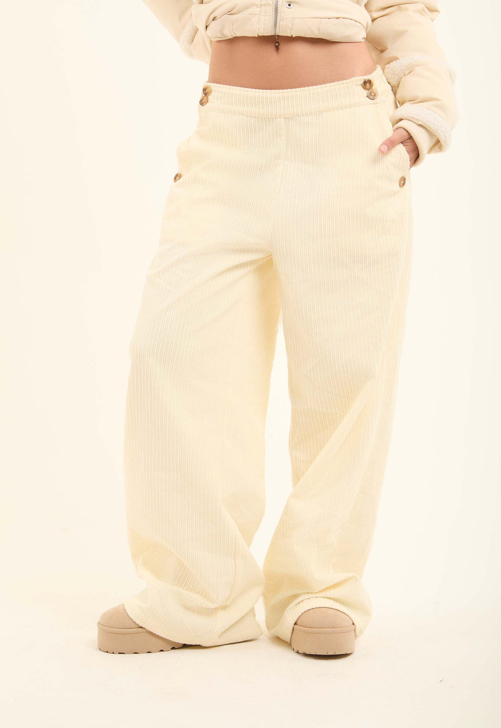 Soft Corduroy Wide-Leg Pants