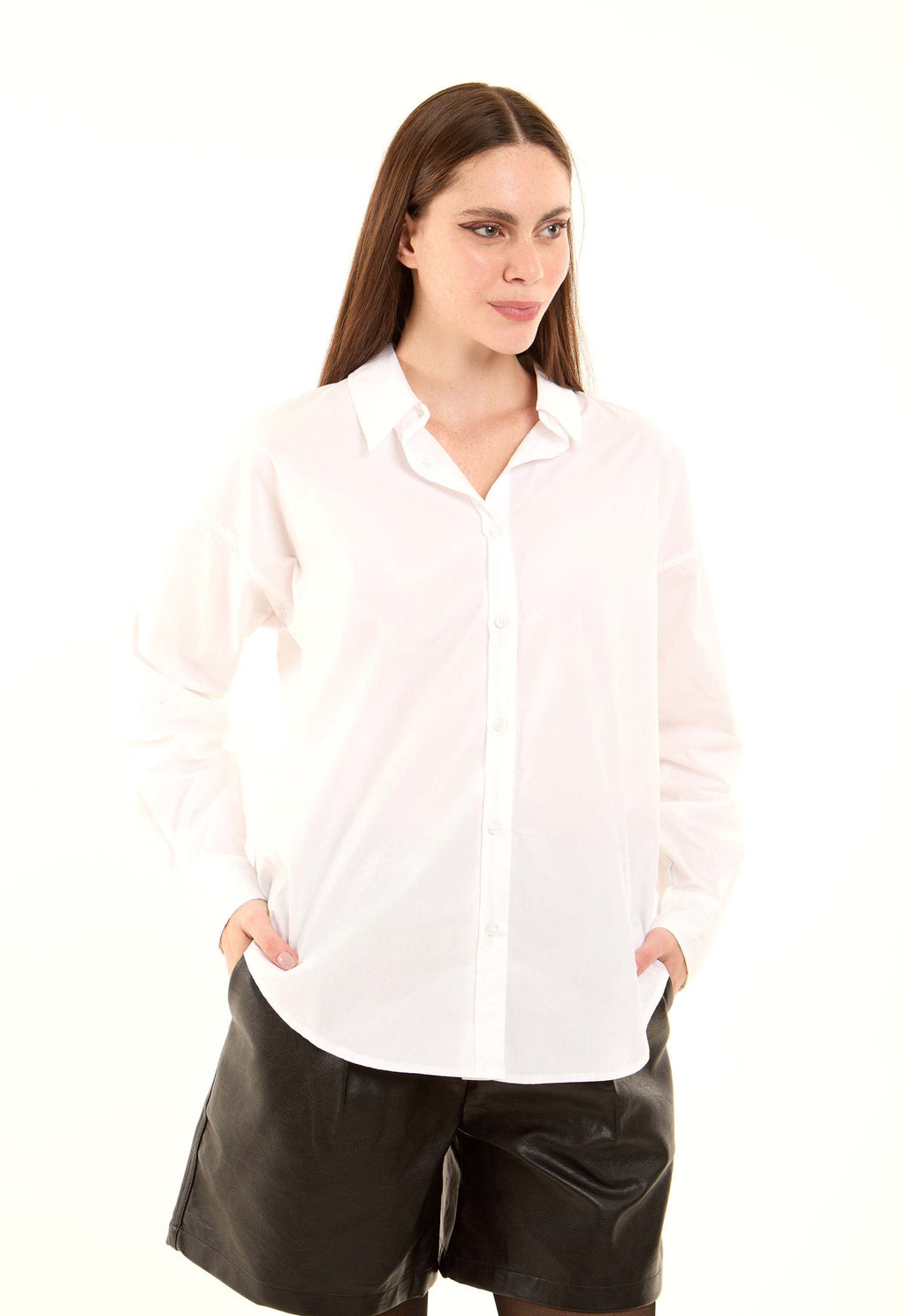 Solid Long Sleeves Cotton Shirt