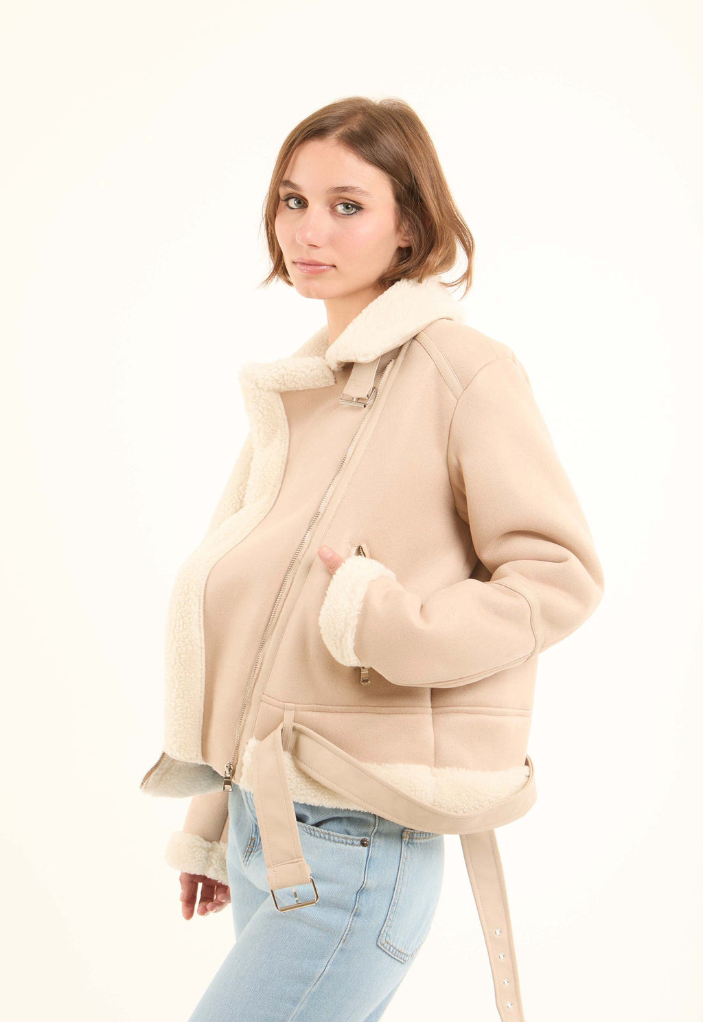 Soft Feel Jacket with Full Faux-Fur Front & Collar