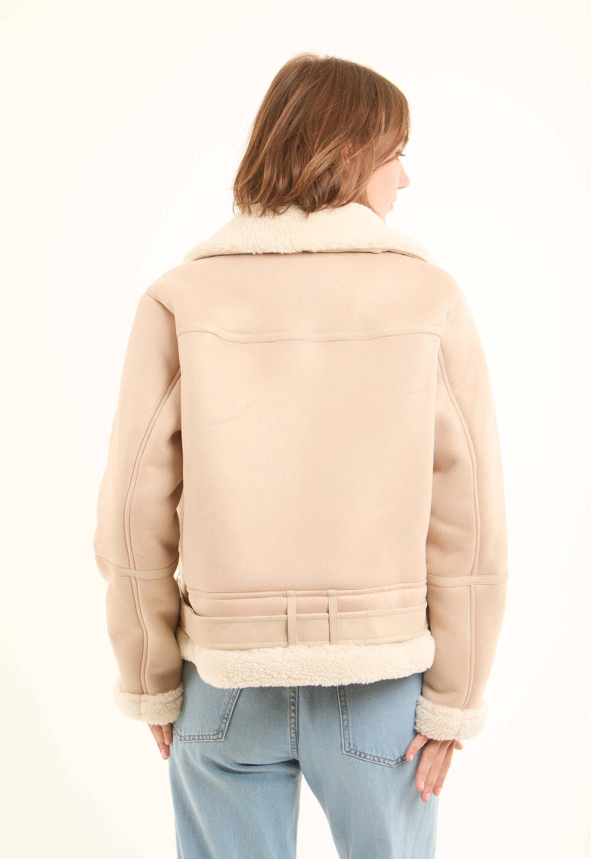 Soft Feel Jacket with Full Faux-Fur Front & Collar