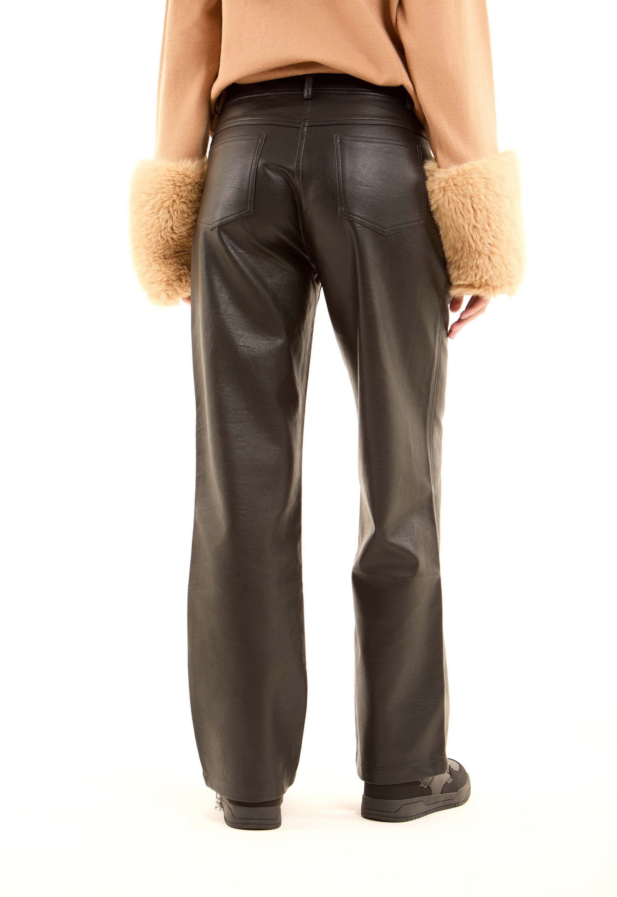 Faux-Leather Straight Pants