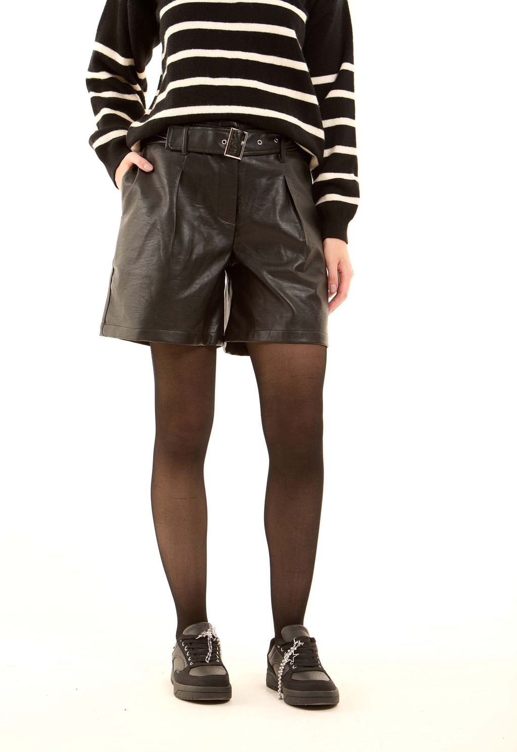 Feminine Textured Leather with Belt