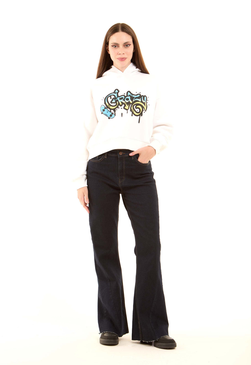 Flared Stretch Denim Pants