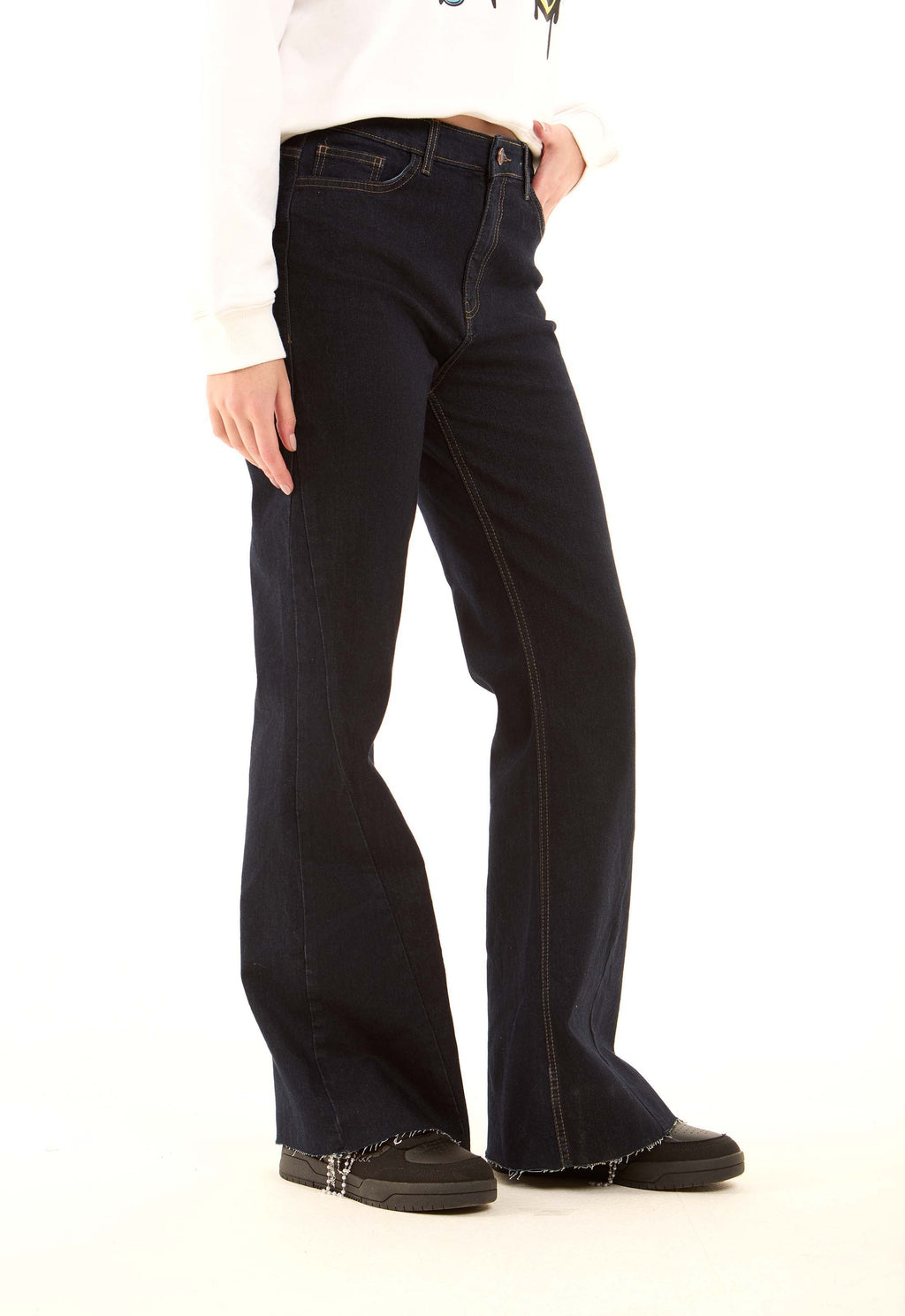 Flared Stretch Denim Pants