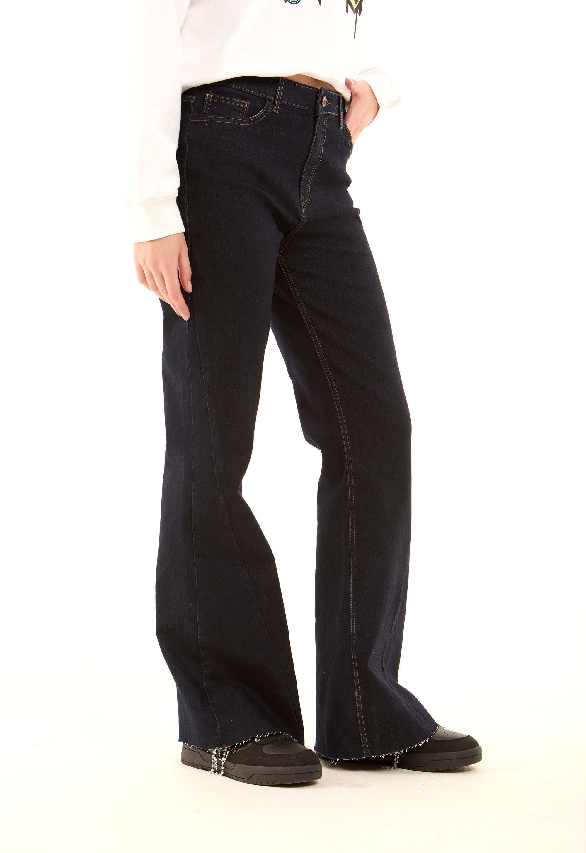 Flared Stretch Denim Pants