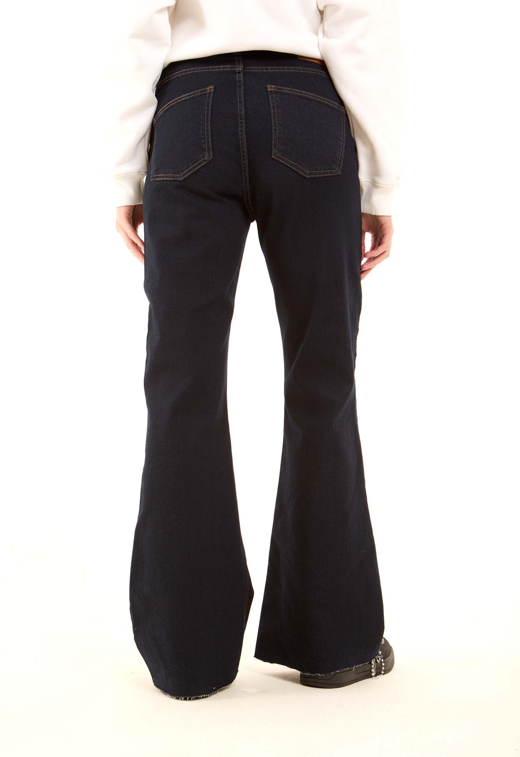 Flared Stretch Denim Pants