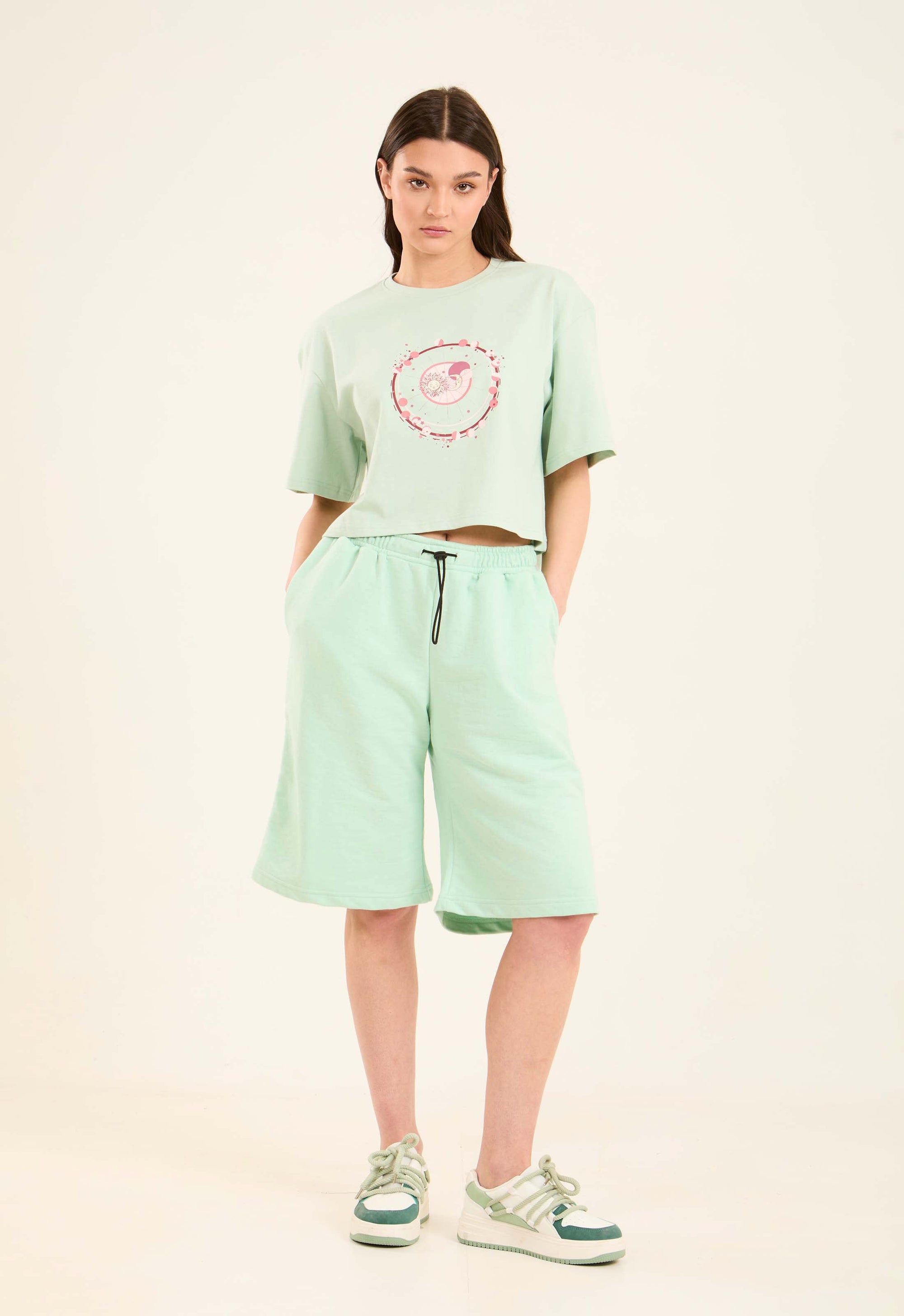 Slip On Long Shorts with Drawstring Waist