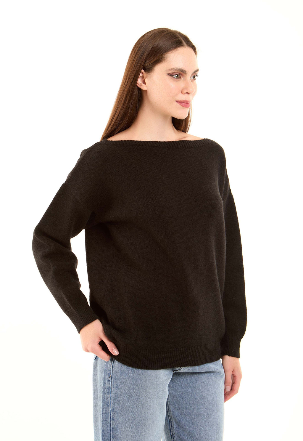 Boat Neck Solid Soft Basic Pullover
