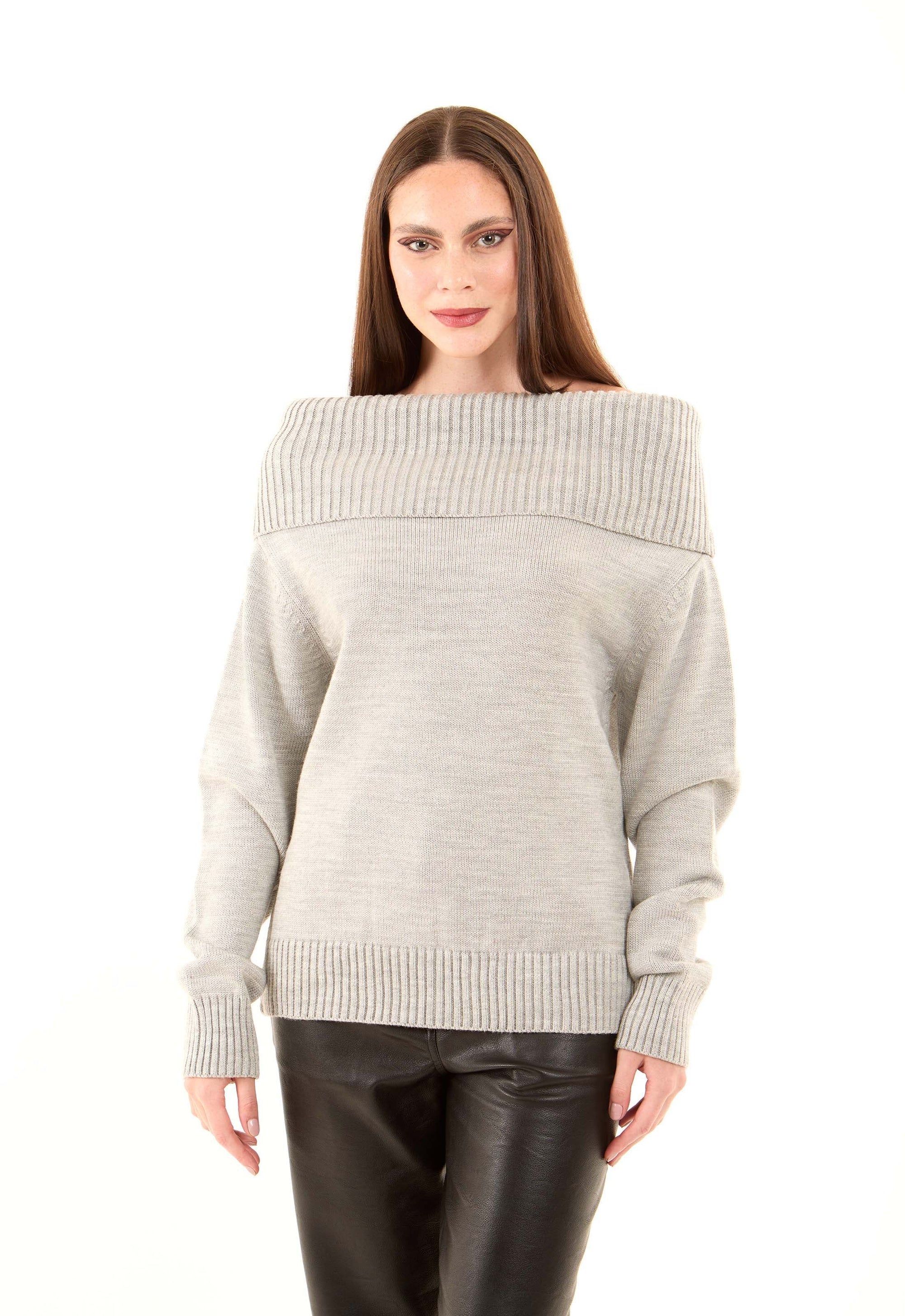 Long Sleeves Fashionable Off-Shoulders Pullover