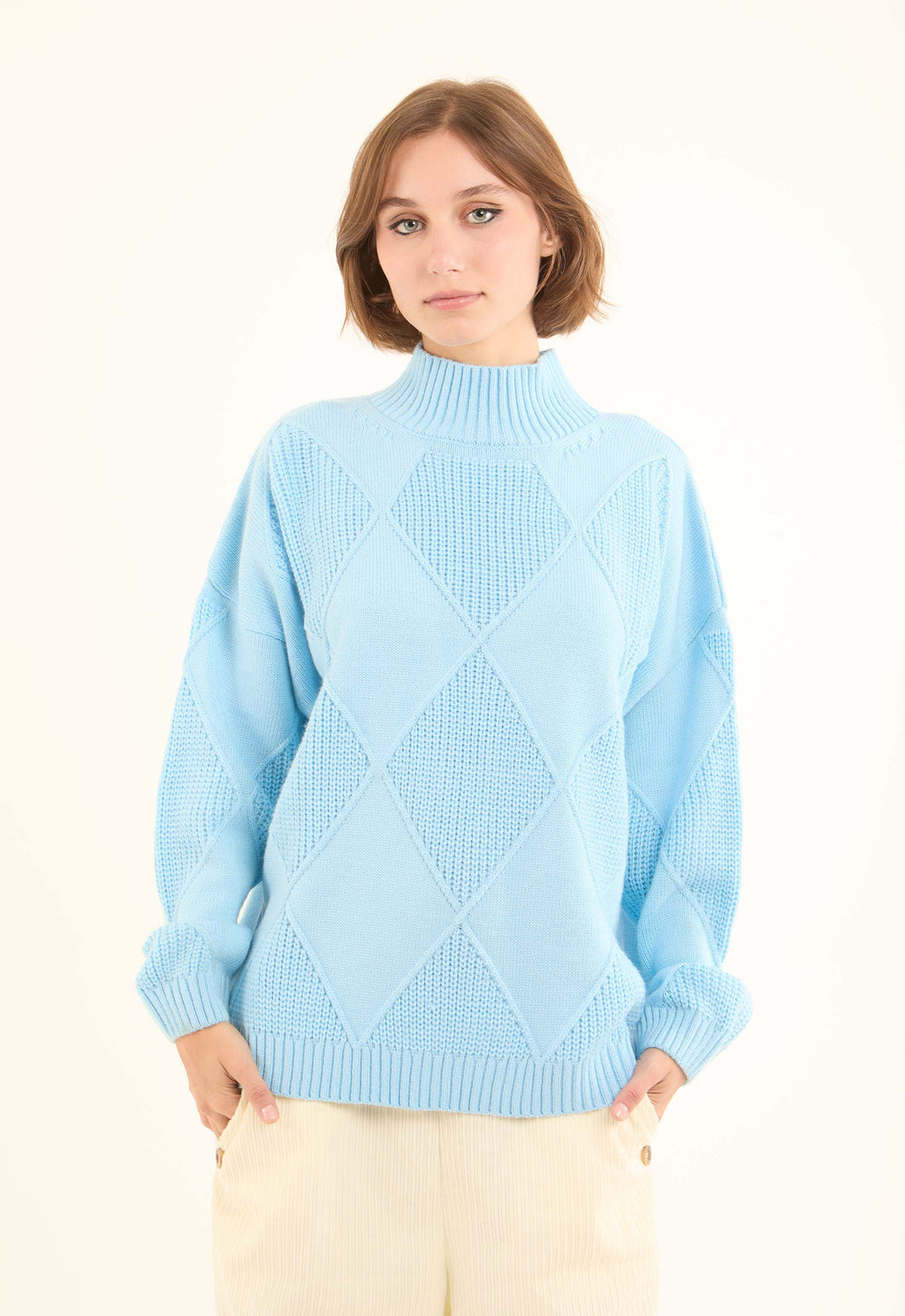 Chunky Knit Diamonds Winter Pullover