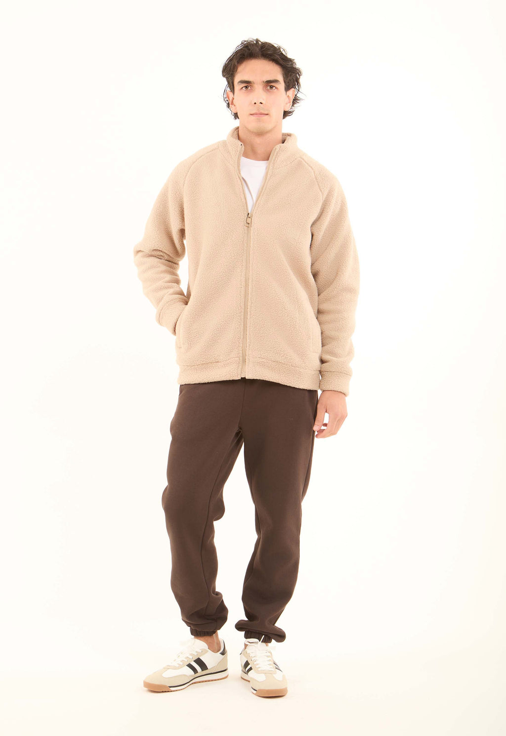 Soft Fleece Jacket with Stand Collar & Zip Front