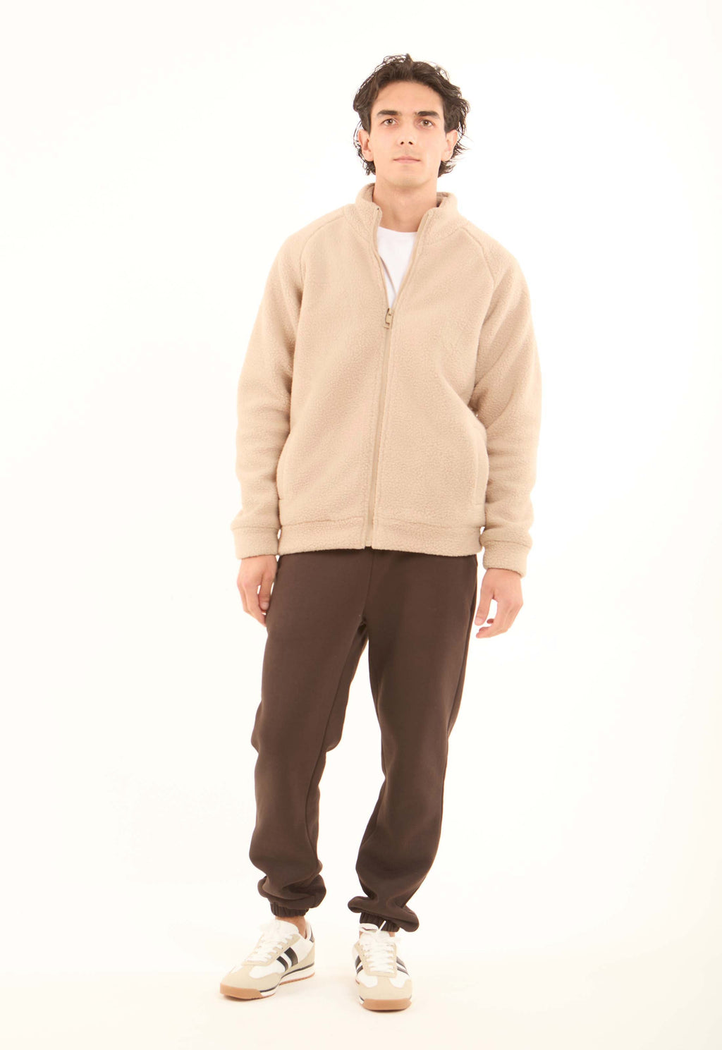 Soft Fleece Jacket with Stand Collar & Zip Front