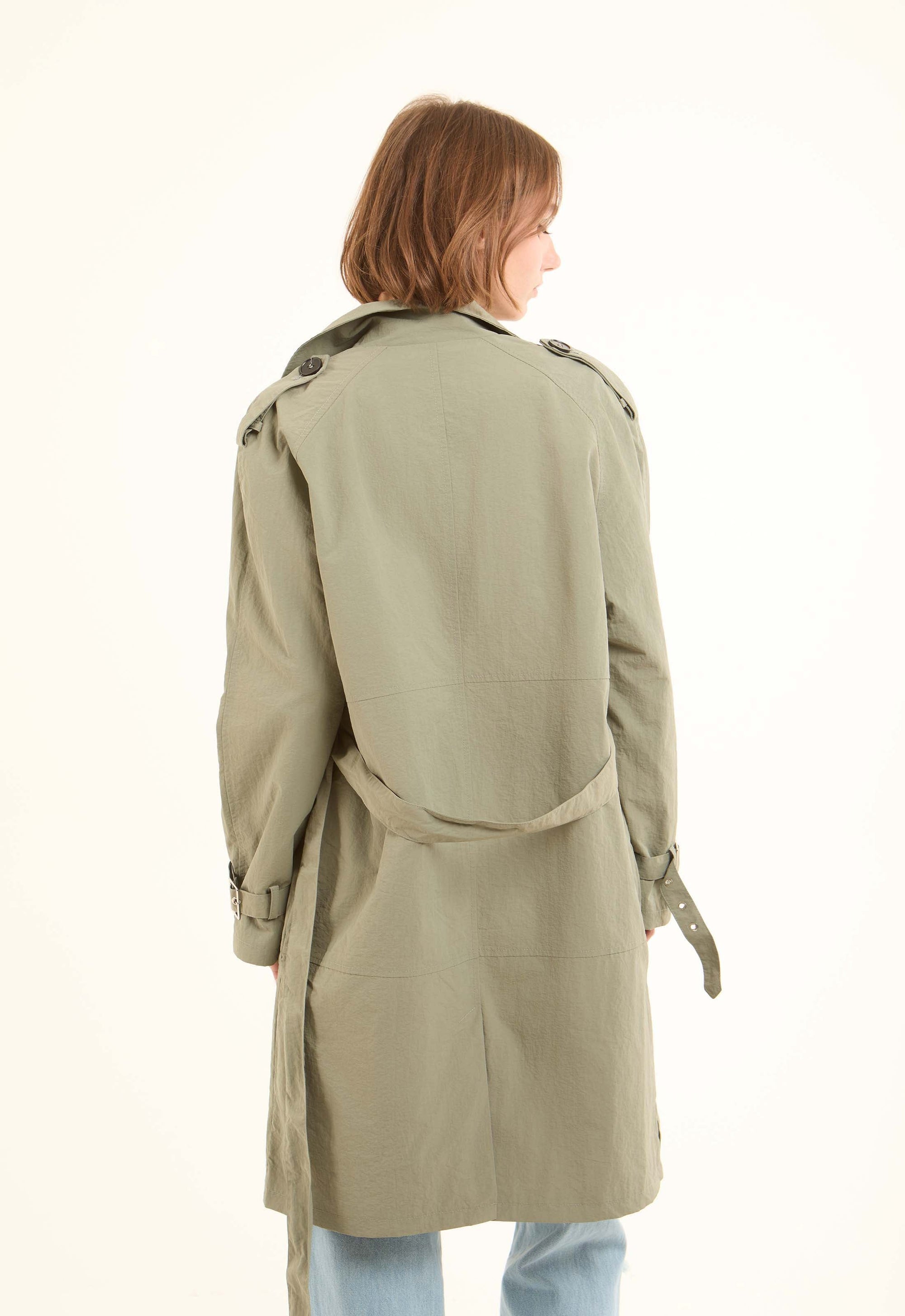 Trench Coat with Classic Double-Breasted Design