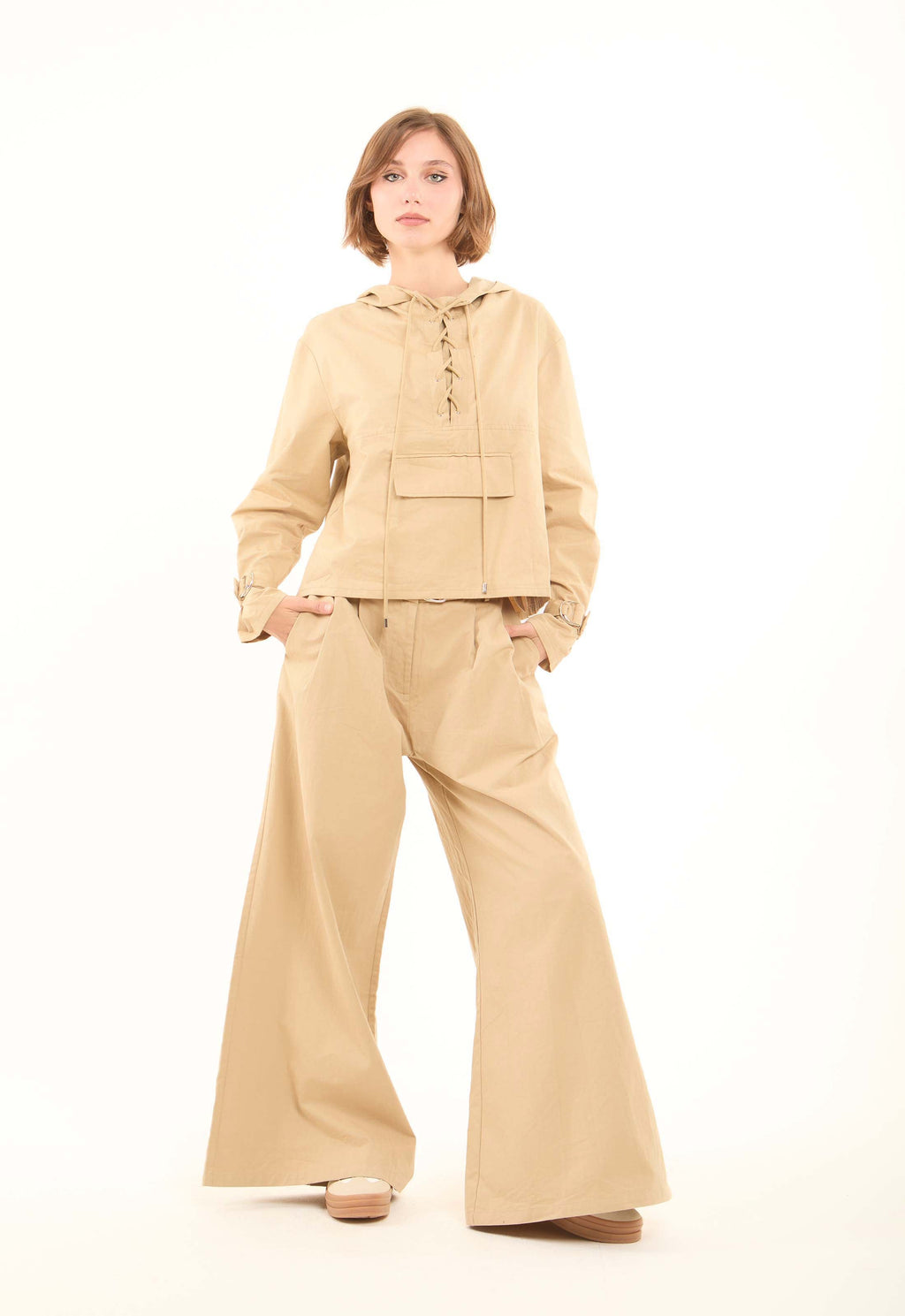 Tailored Flared Cotton Pants