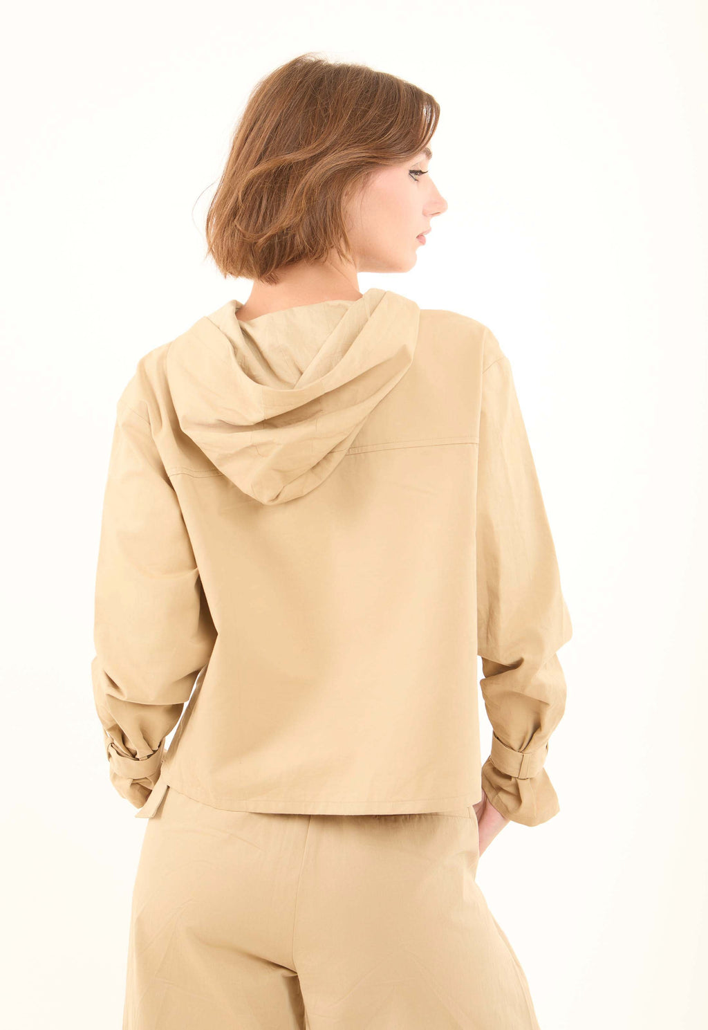 Lace-Up Hooded Neck Hoodie with Belted Sleeves