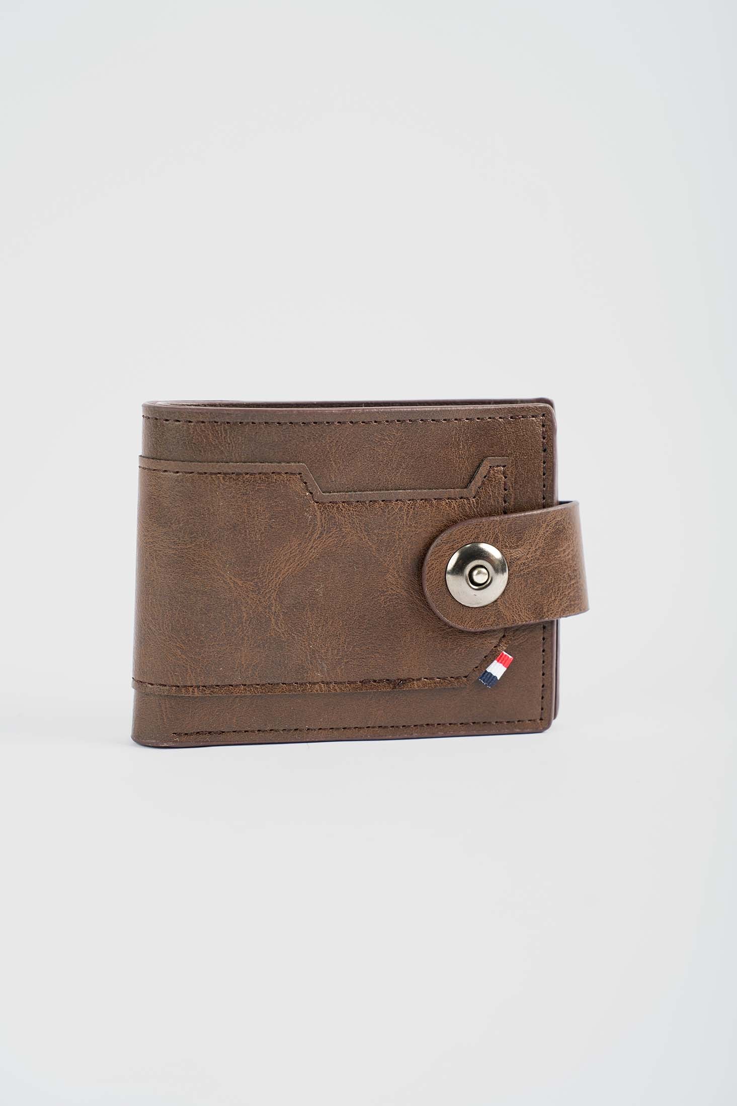 Leather Fold Wallet with Snap Closure