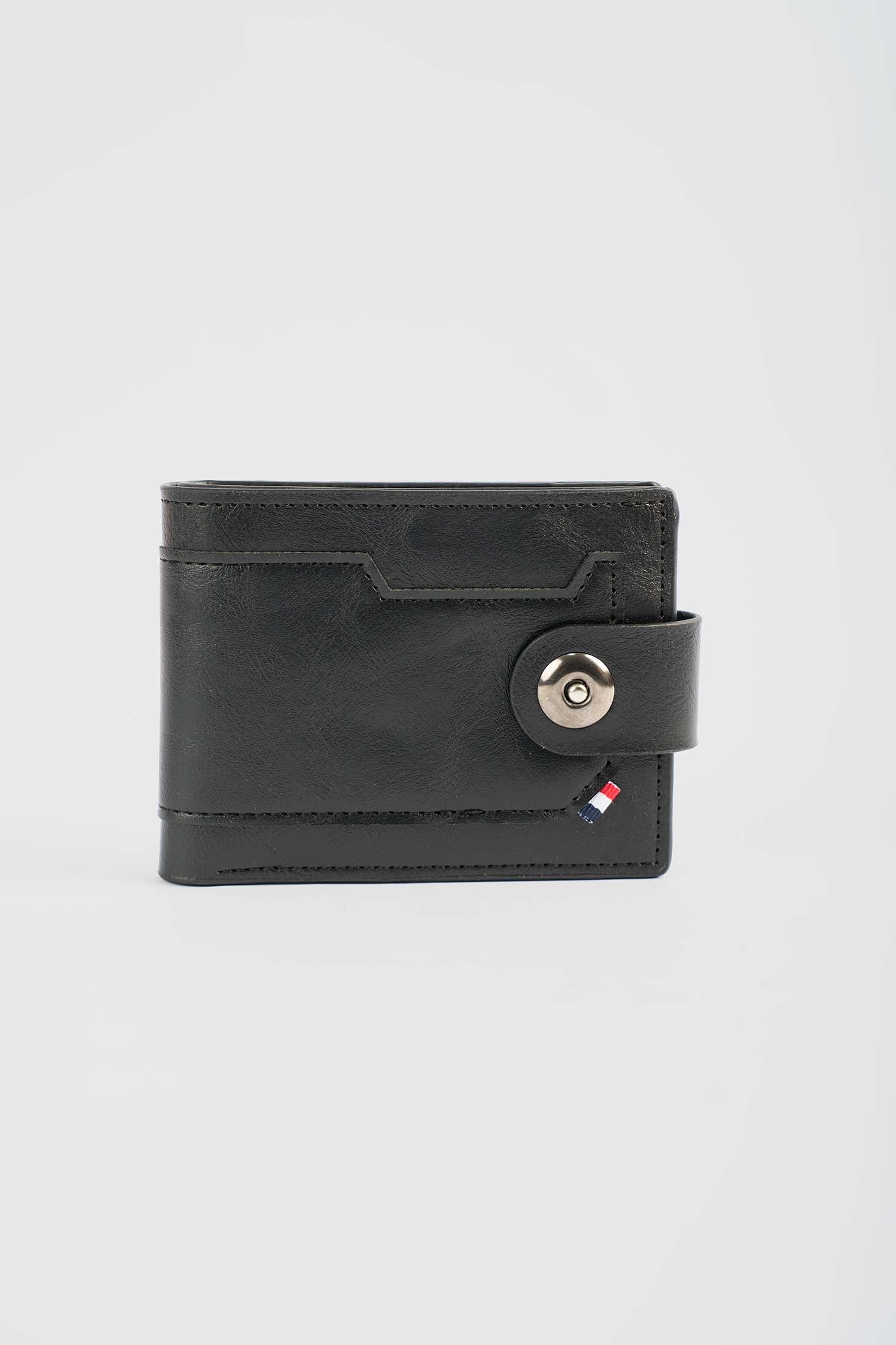 Leather Fold Wallet with Snap Closure
