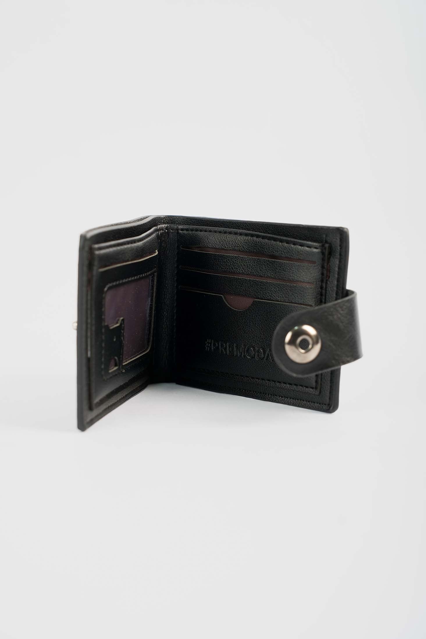 Leather Fold Wallet with Snap Closure