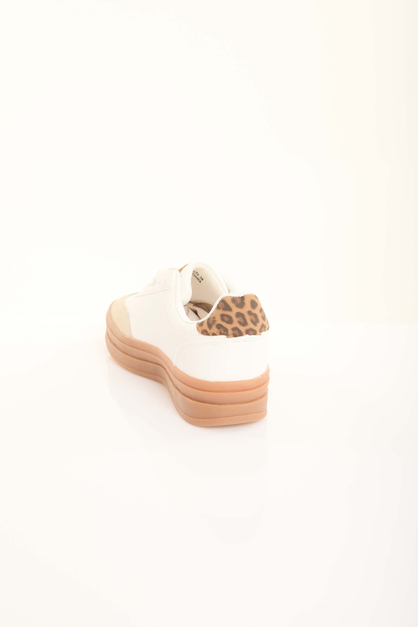 Mid-Sole Leather Shoes with Leopard Touch