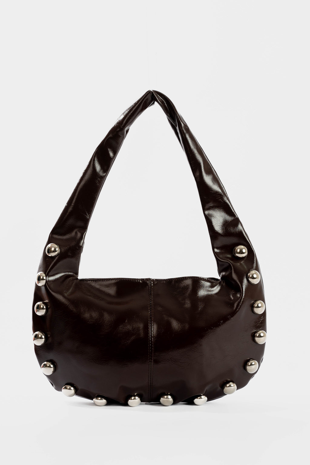 Shiny Leather Shoulder- Bag with Metal Studs