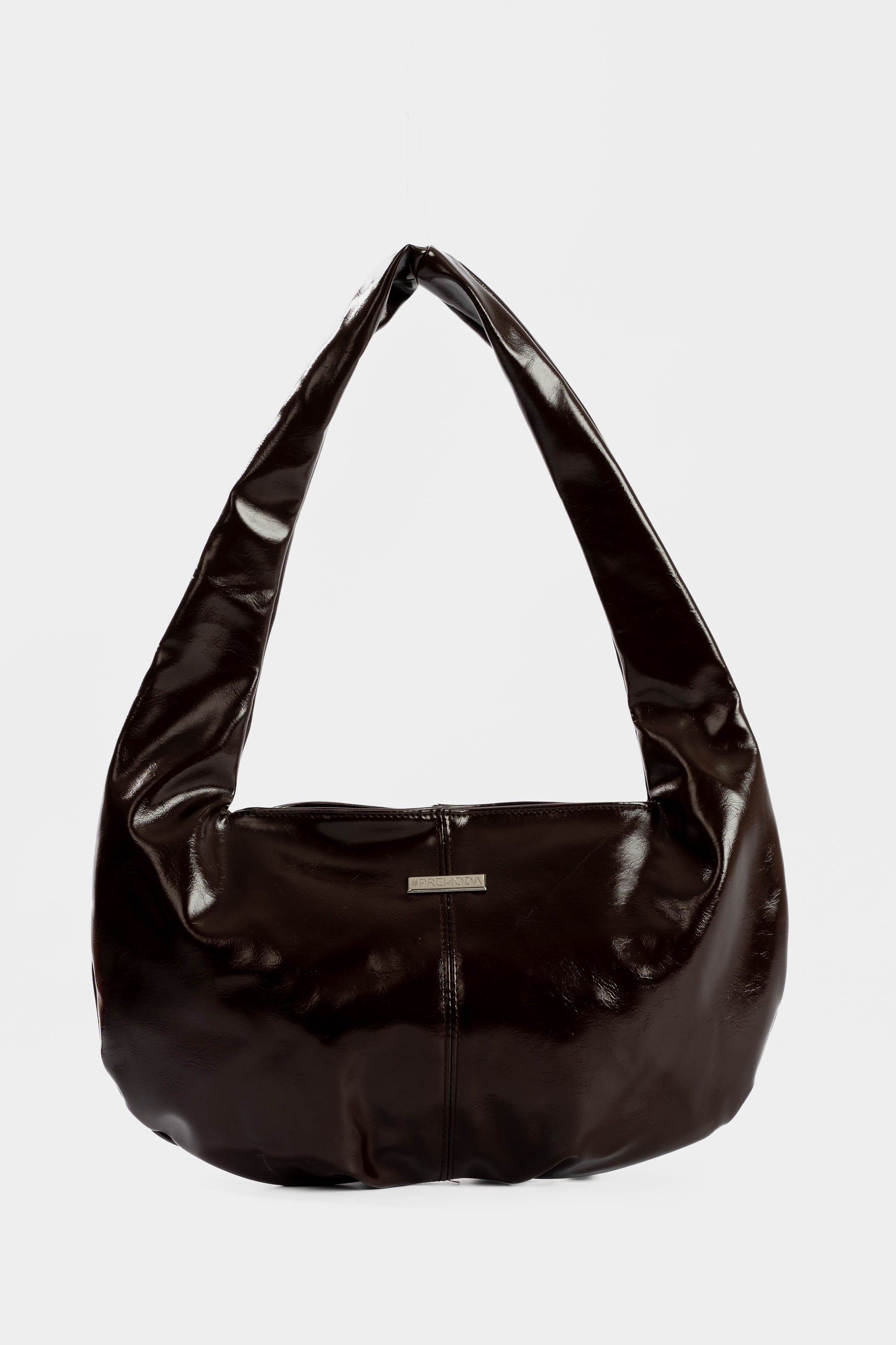 Shiny Leather Shoulder- Bag with Metal Studs