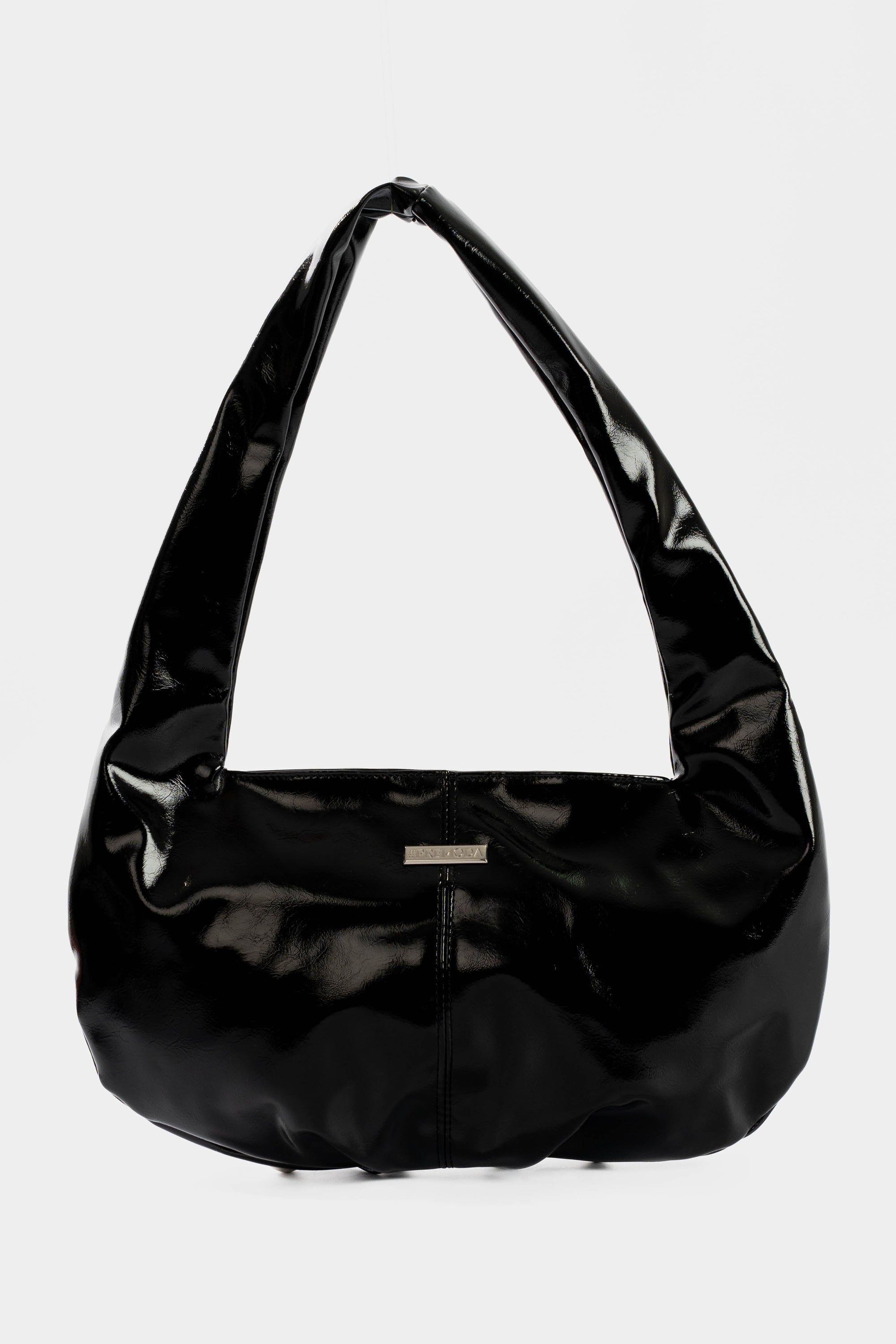 Shiny Leather Shoulder- Bag with Metal Studs