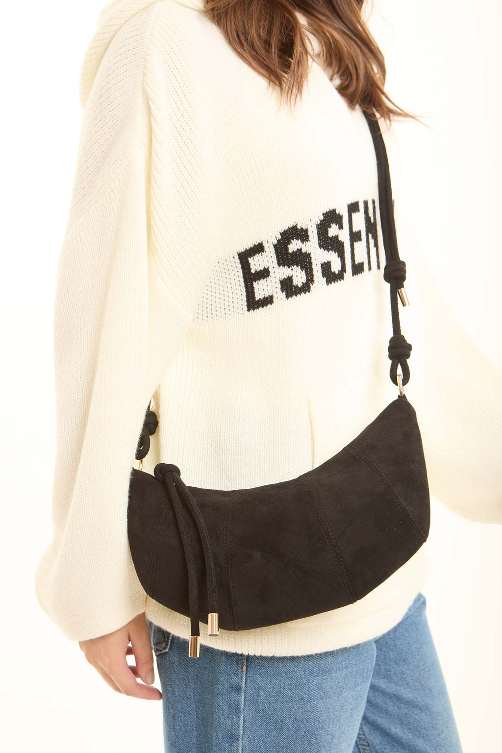 Suede Hobo Zipped Shoulder-Bag