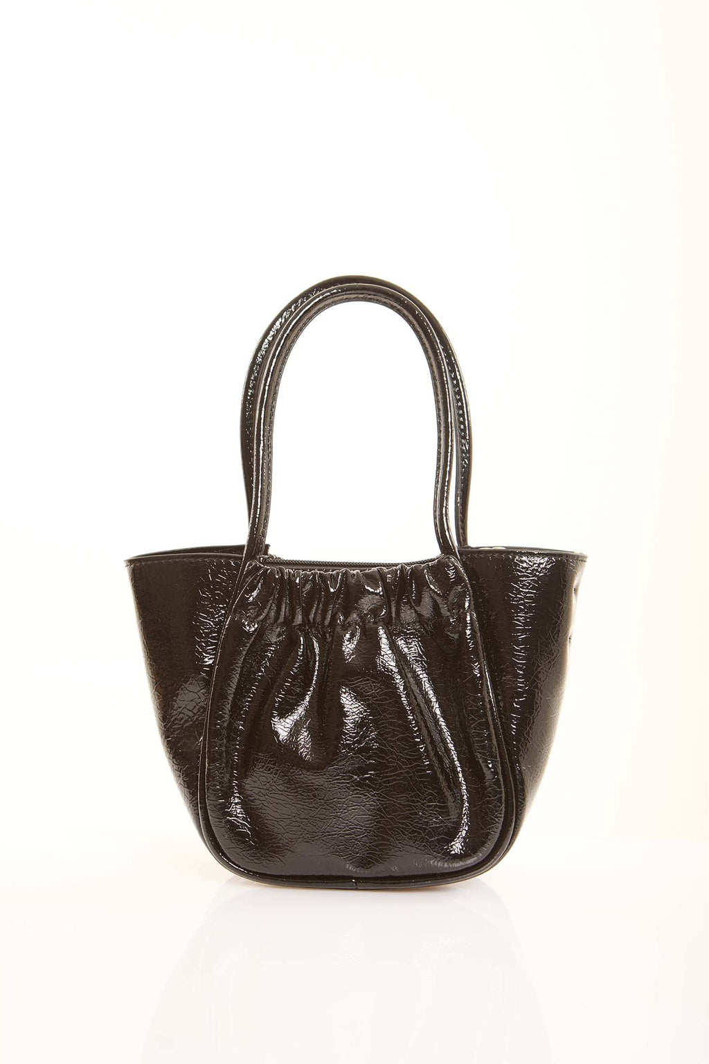 Shiny Textured Leather Crossbody Bag