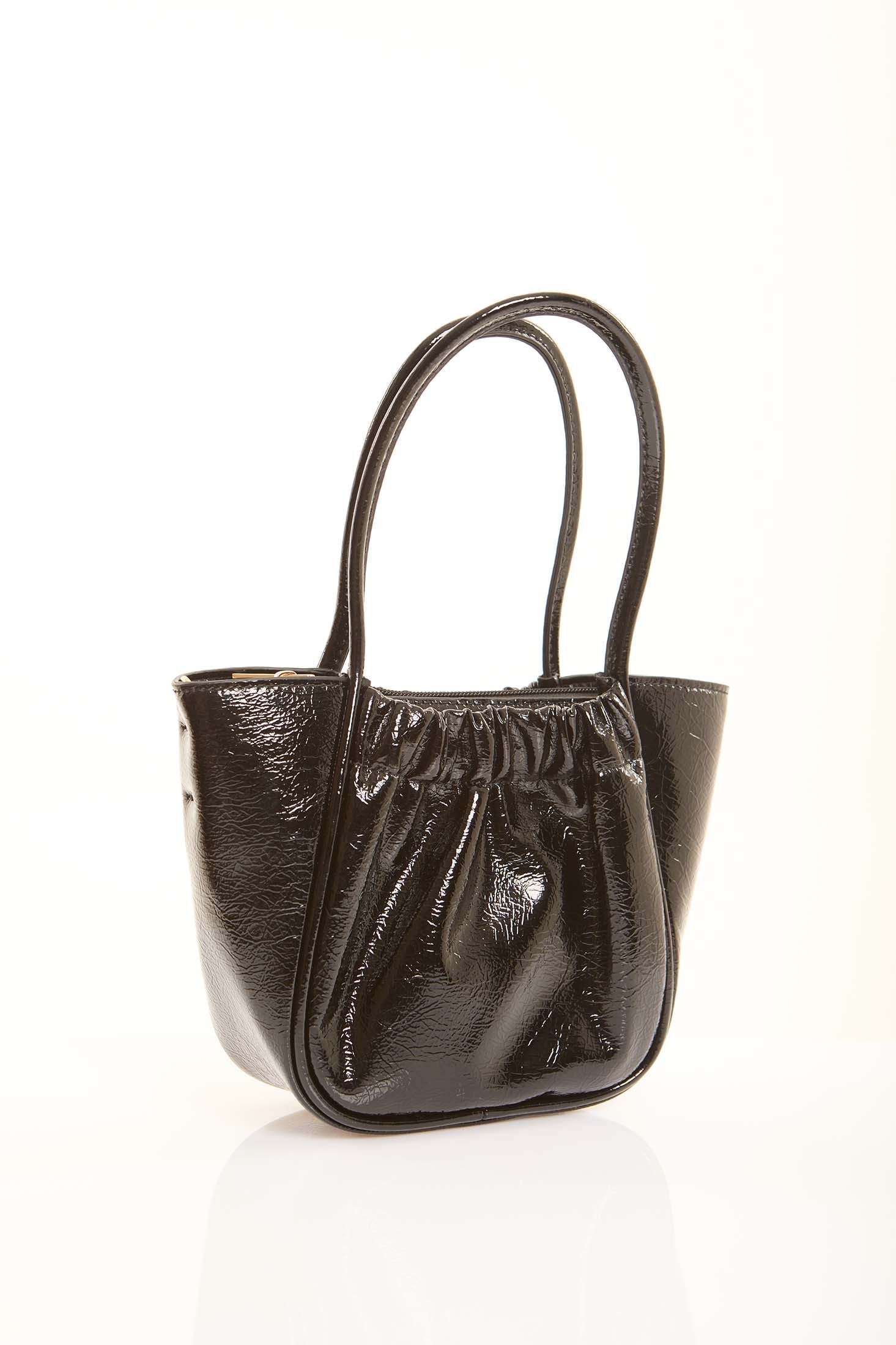 Shiny Textured Leather Crossbody Bag