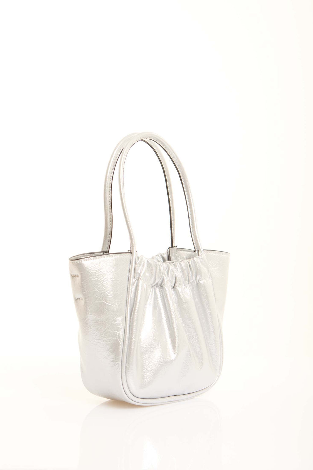 Shiny Textured Leather Crossbody Bag