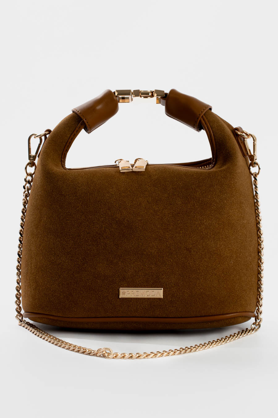 Solid Suede Hobo Bag with Chain Strap
