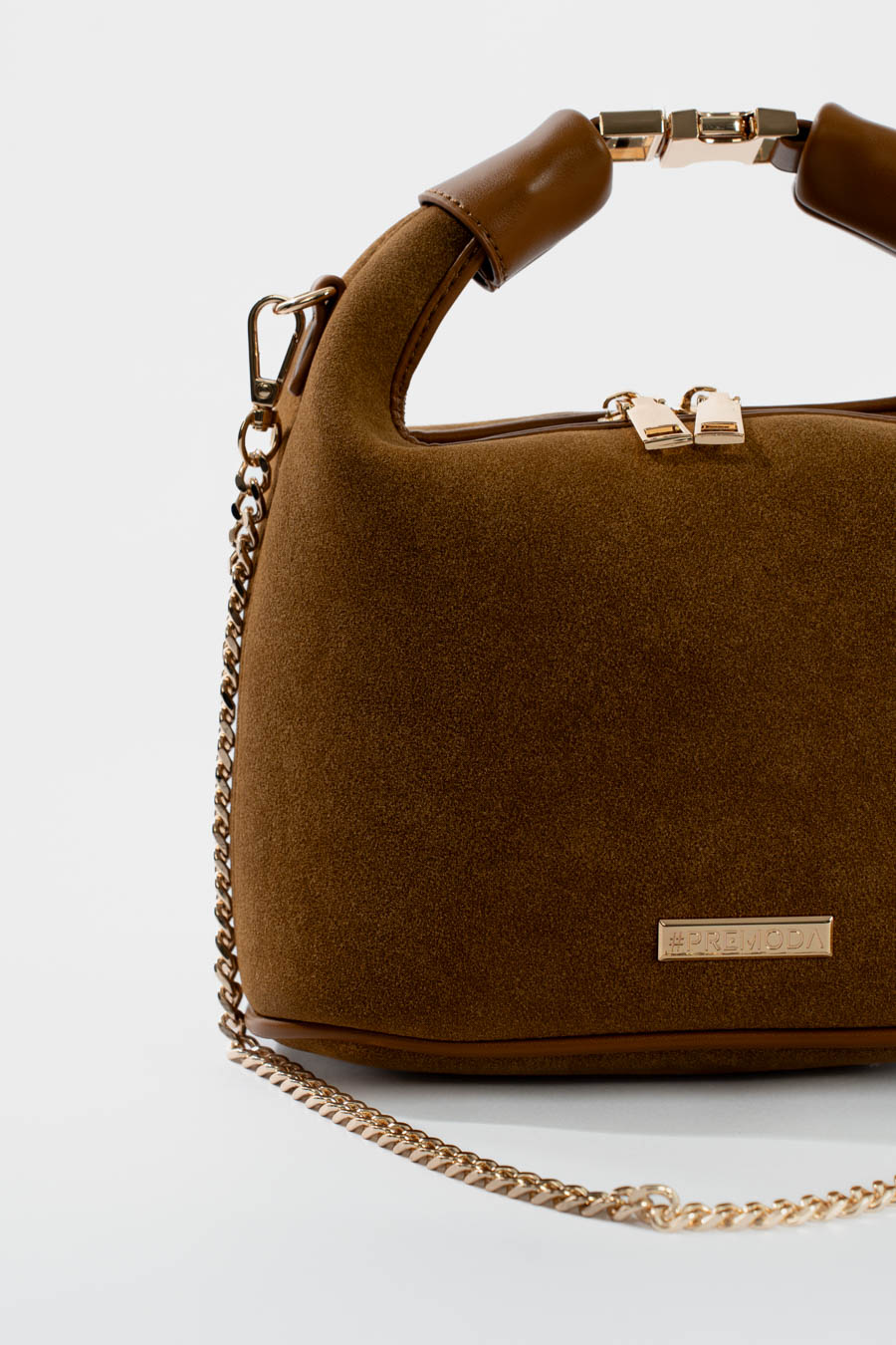 Solid Suede Hobo Bag with Chain Strap
