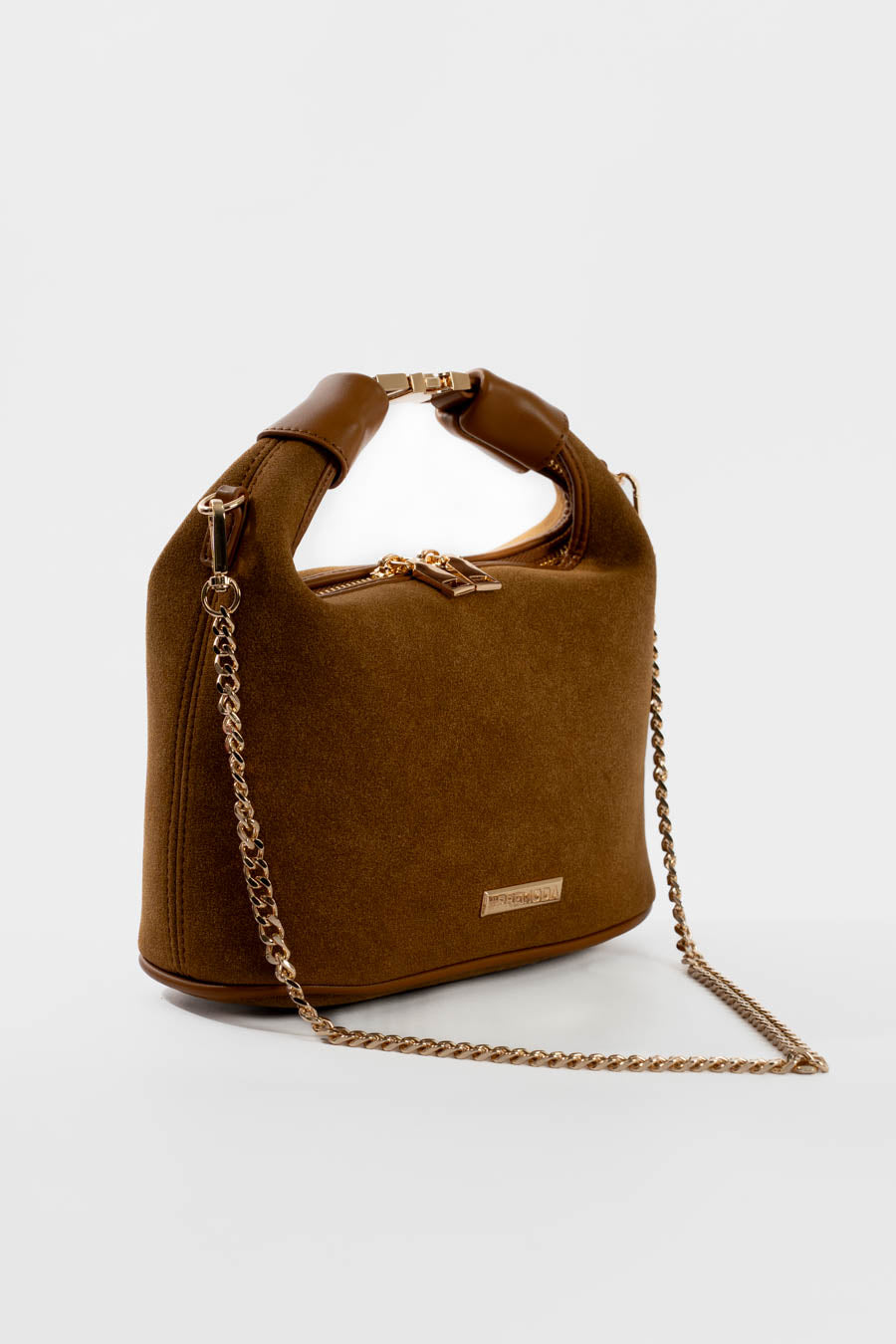 Solid Suede Hobo Bag with Chain Strap