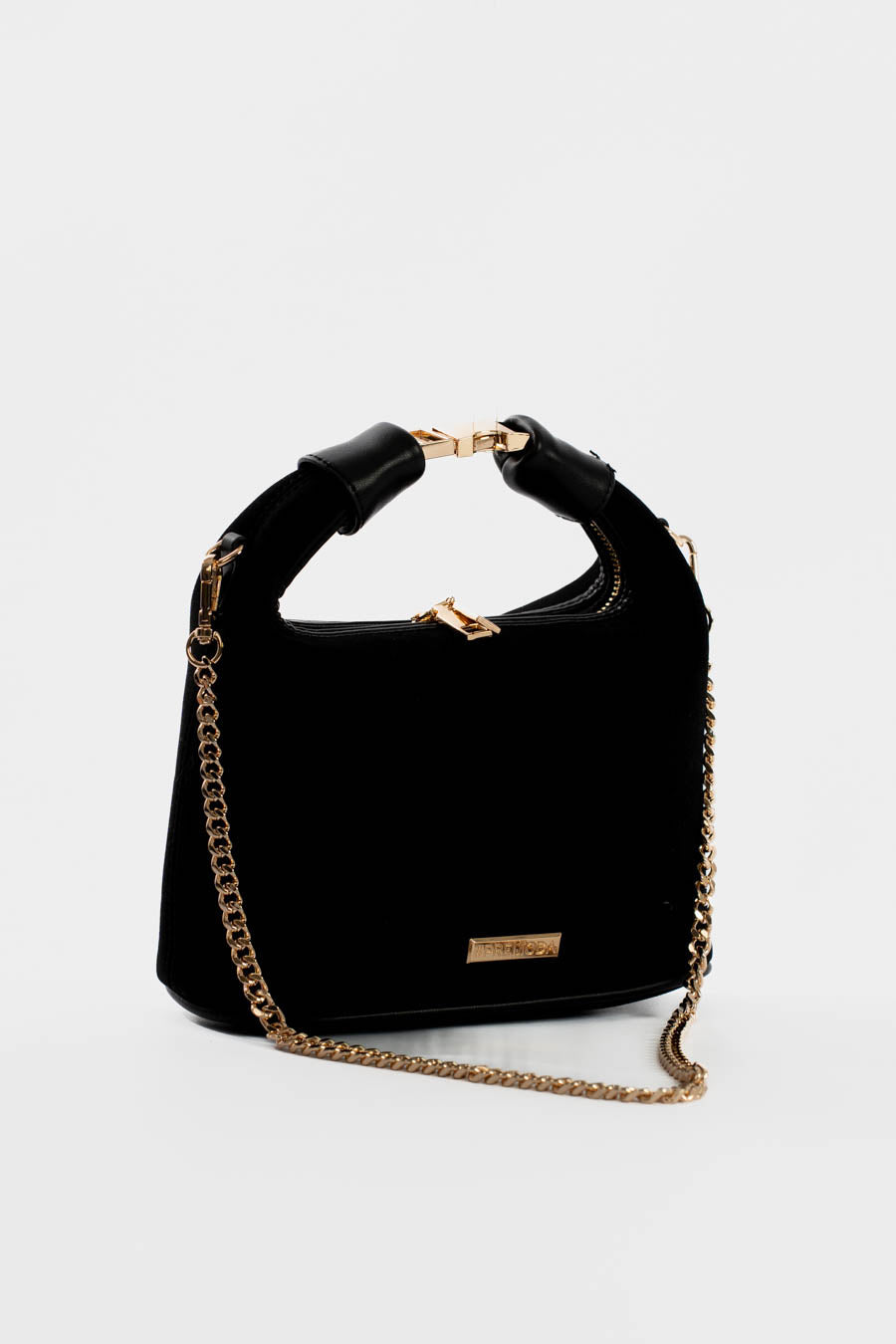 Solid Suede Hobo Bag with Chain Strap