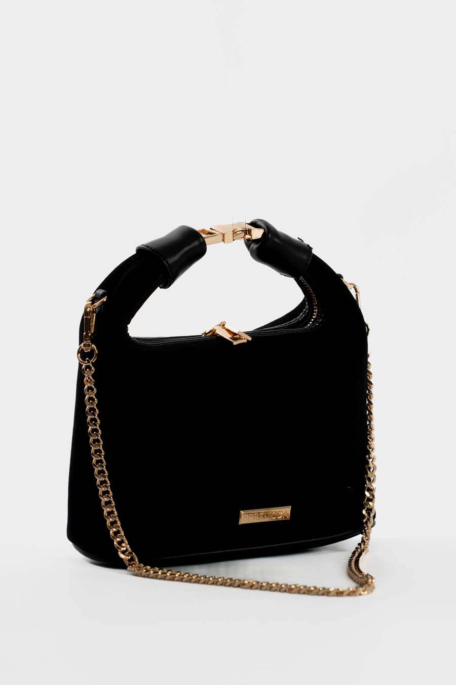 Solid Suede Hobo Bag with Chain Strap