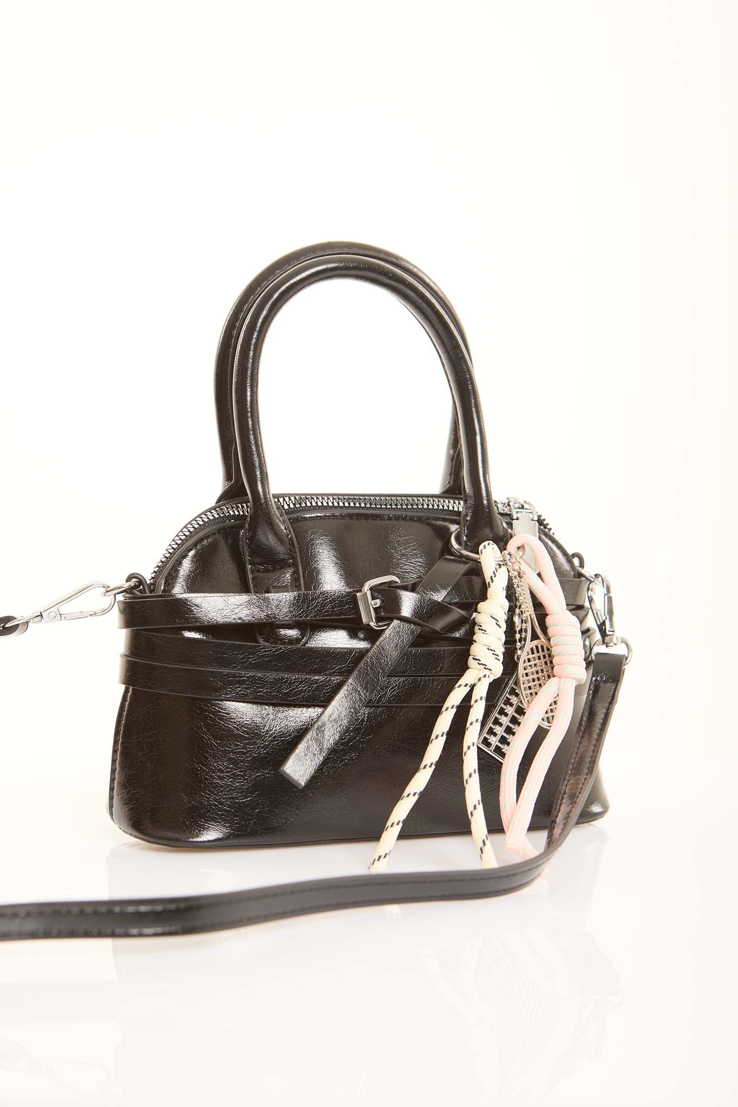 Multi-Belts Crossbody Bag with Decorative Keychain
