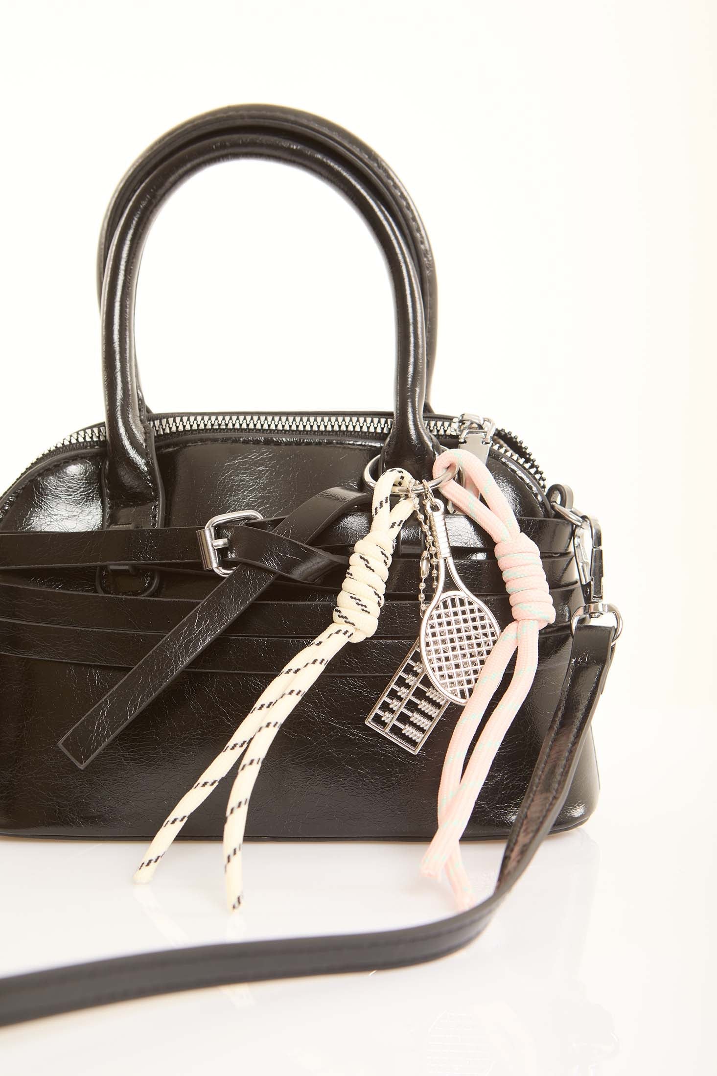 Multi-Belts Crossbody Bag with Decorative Keychain