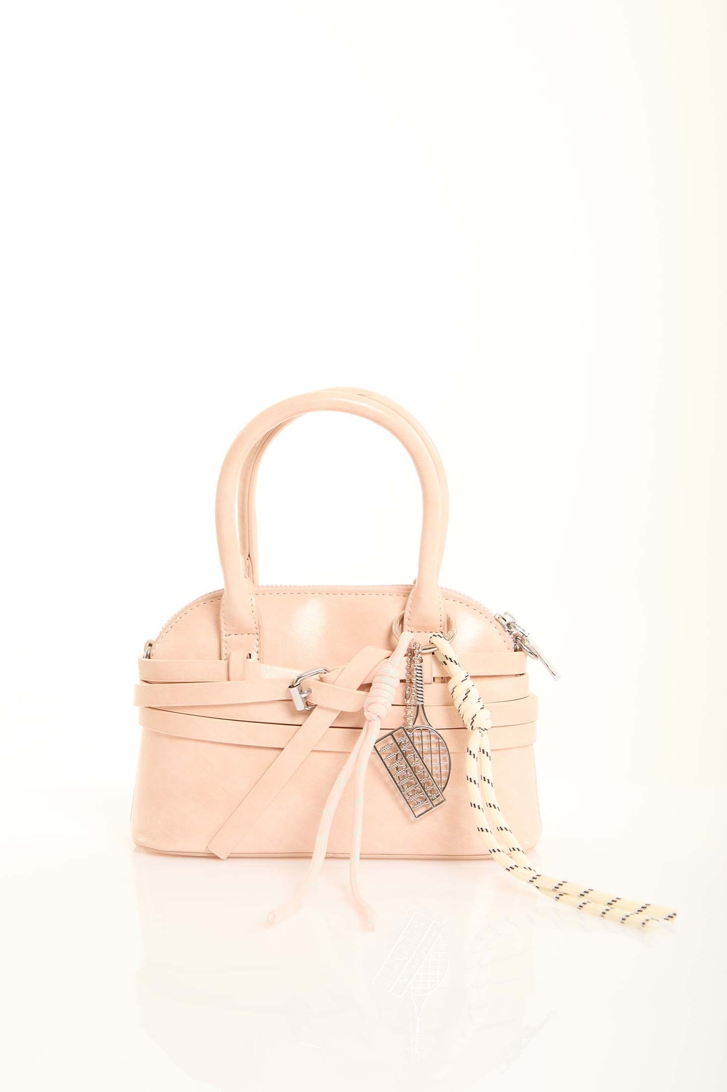 Multi-Belts Crossbody Bag with Decorative Keychain