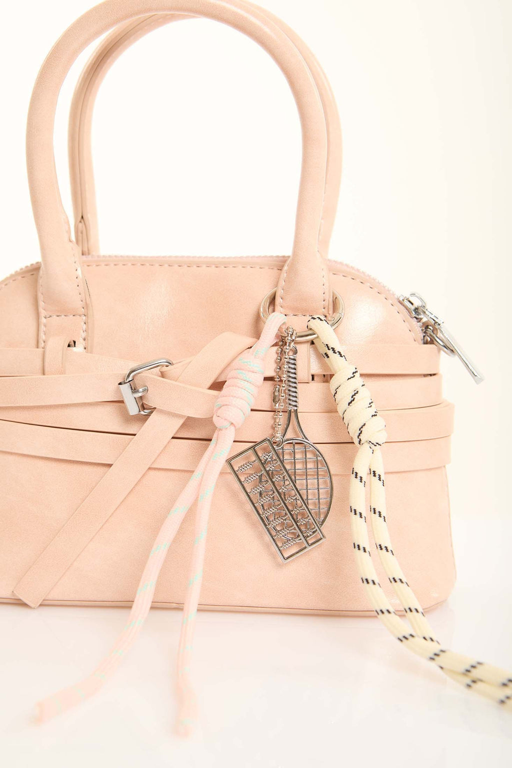 Multi-Belts Crossbody Bag with Decorative Keychain