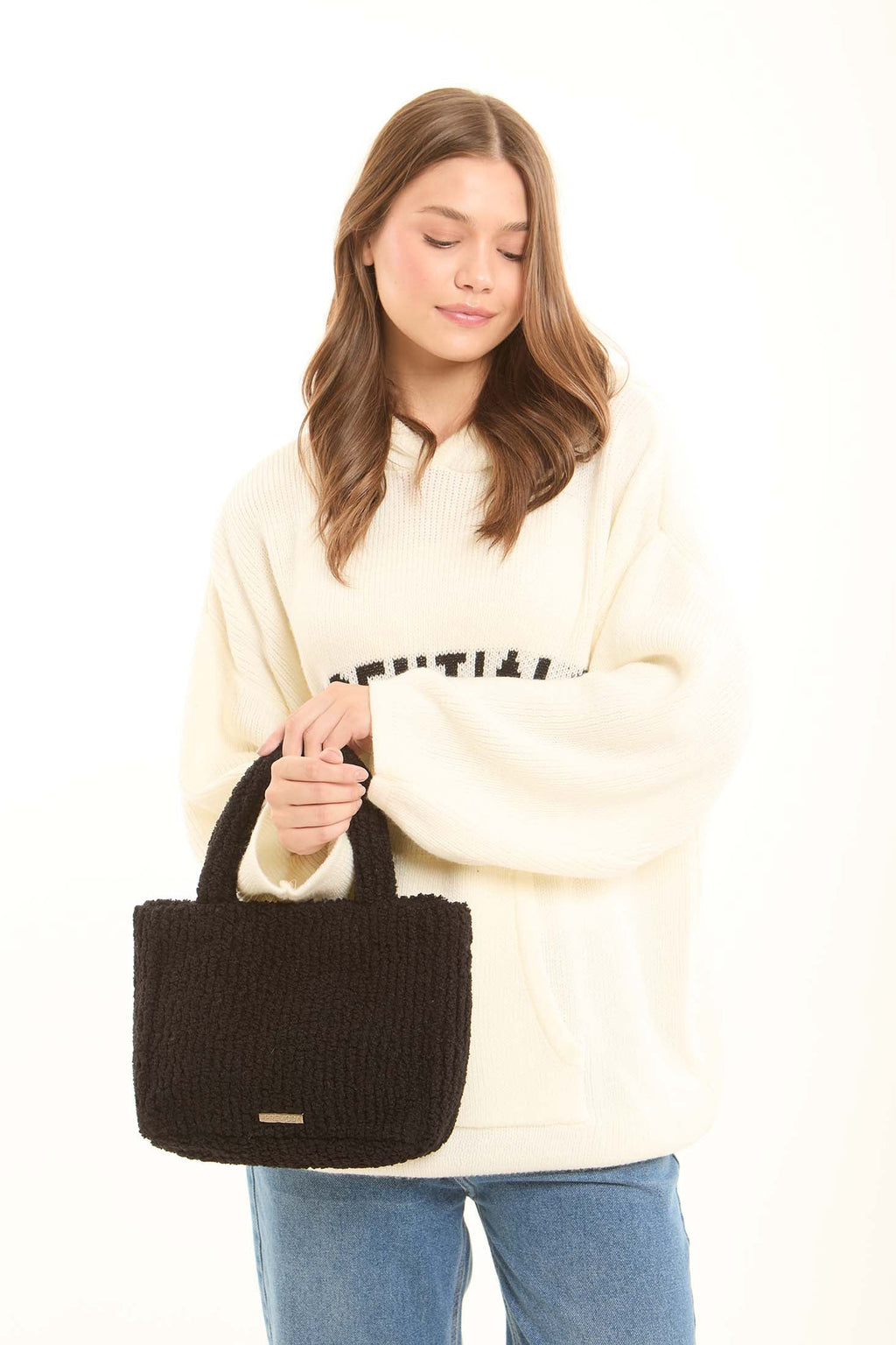 Mini Sherpa Ribbed Handbag