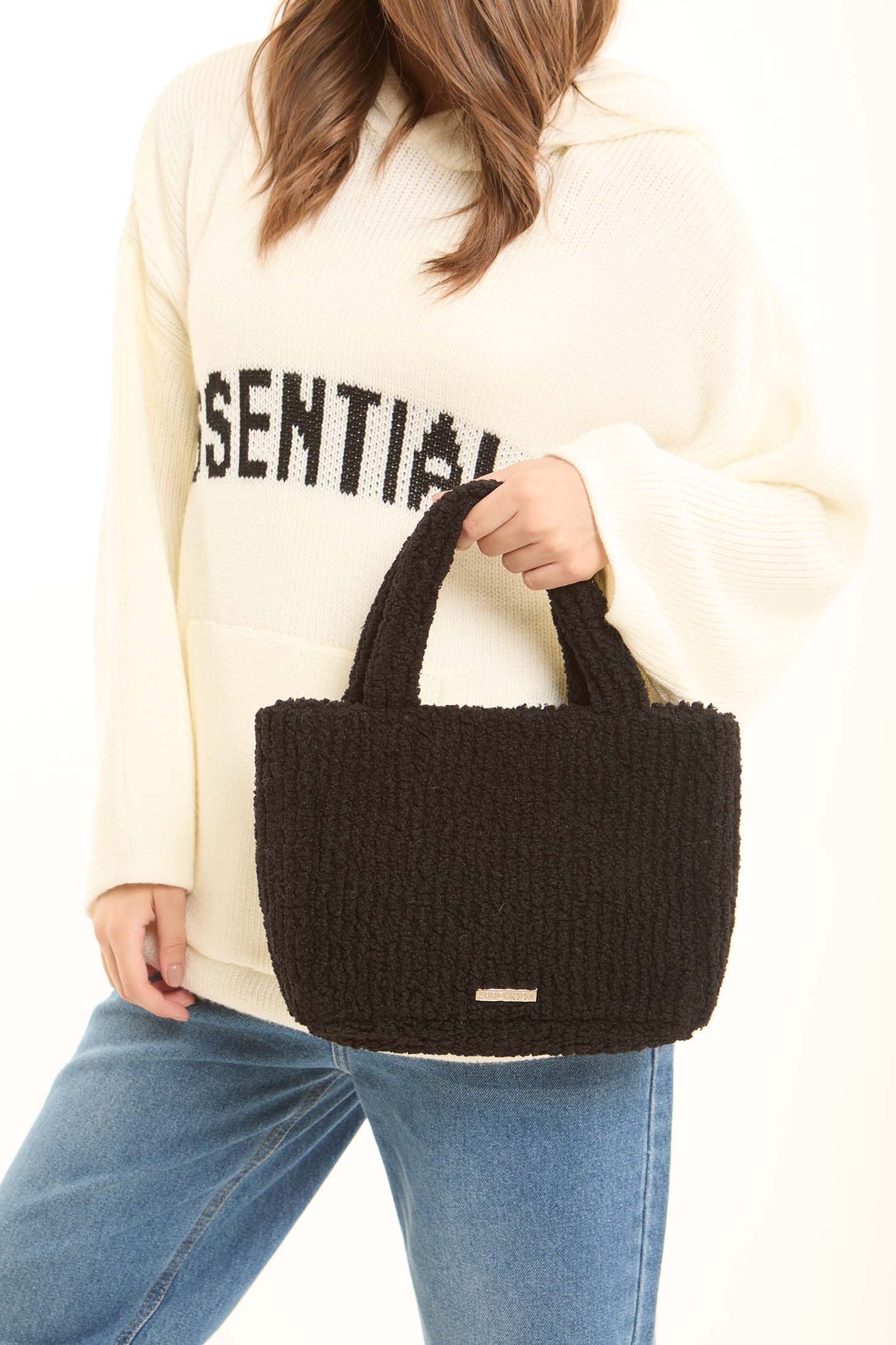 Mini Sherpa Ribbed Handbag